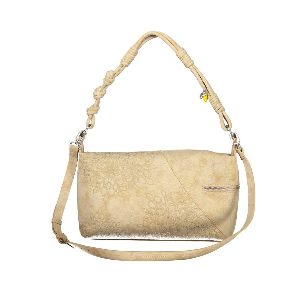 Beige Polyurethane Women's Shoulder Bag