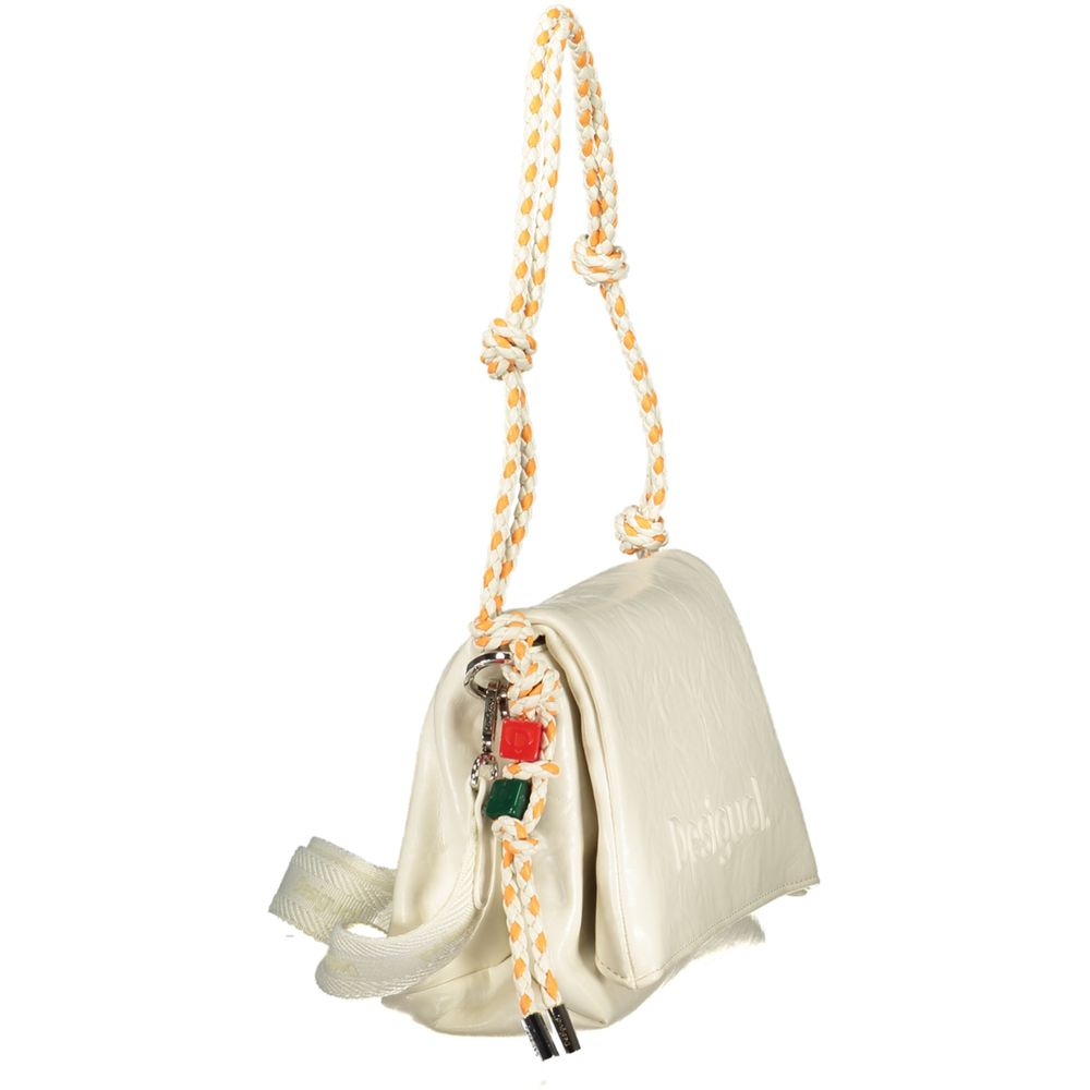 Ecru Polyurethane Women Handbag