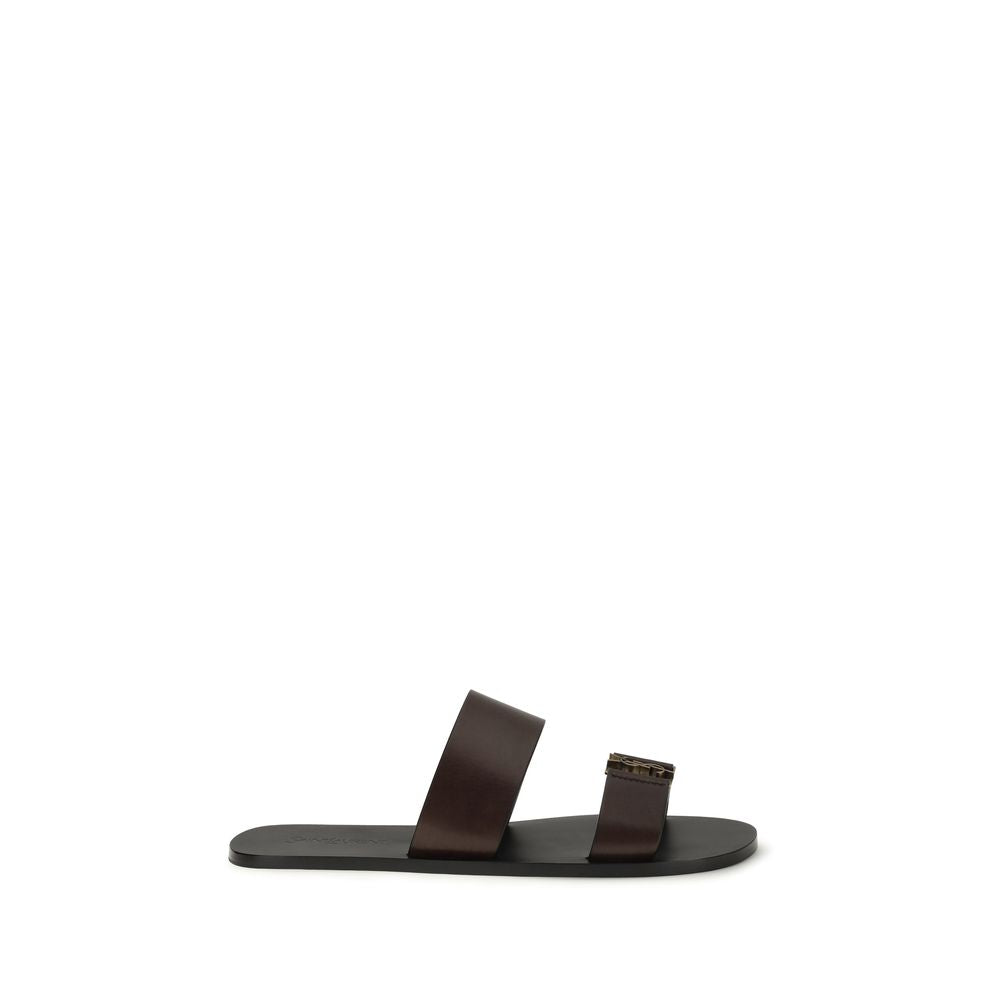 Brown Calf Leather Bos Taurus Flat Sandals