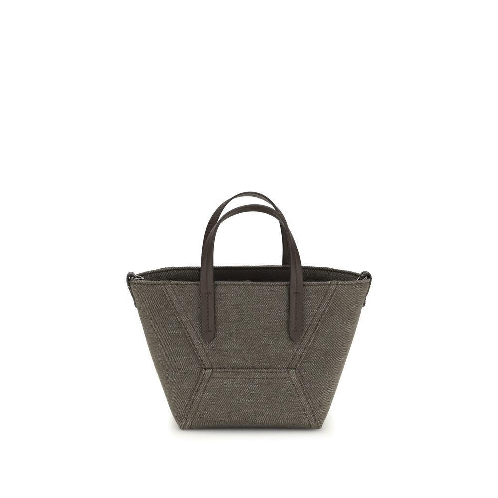 Bicolor Fabric Handbag