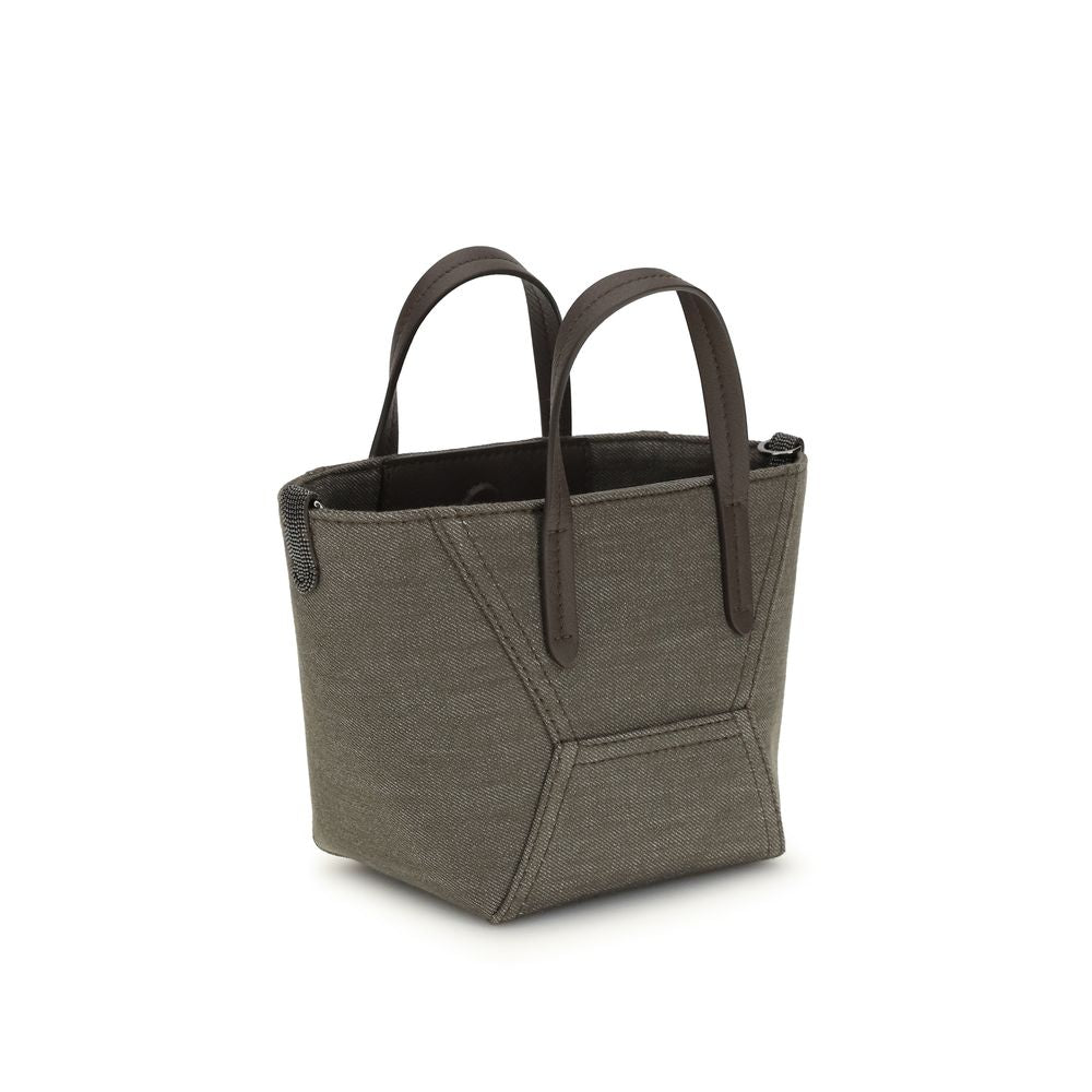 Bicolor Fabric Handbag