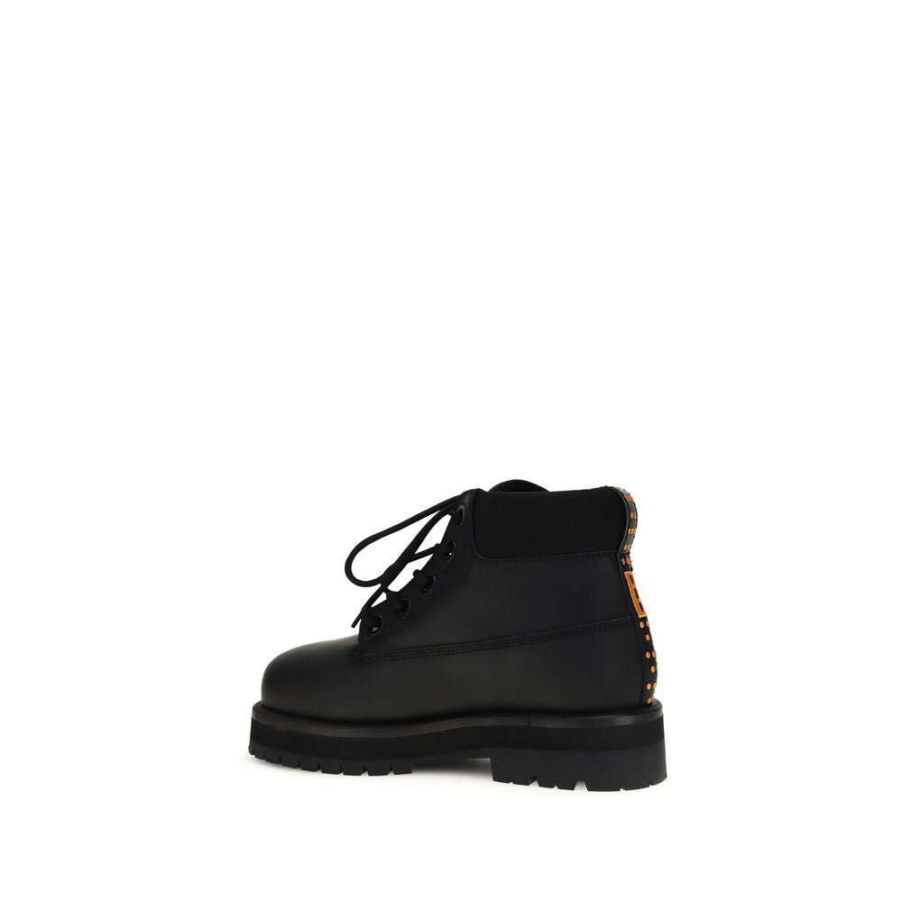 Black Calf Leather Bos Taurus Lace-Up Boots