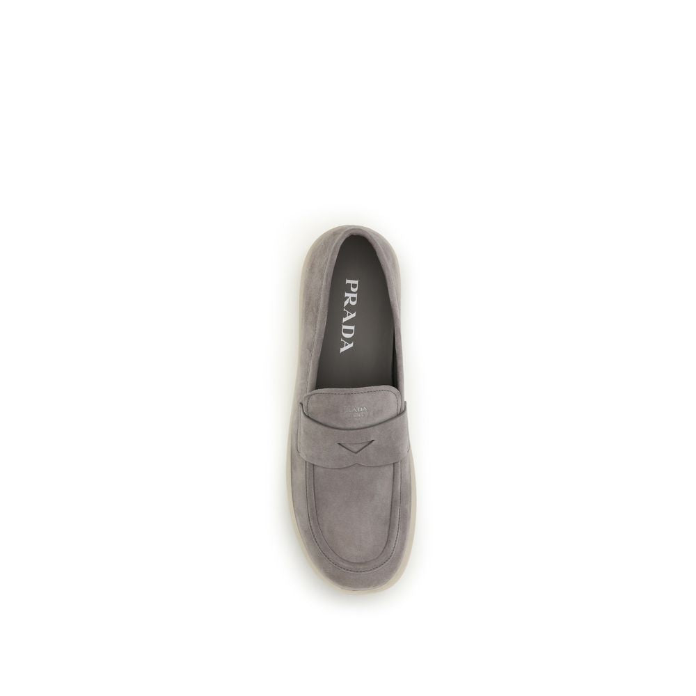 Gray Calf Leather Bos Taurus Slip-On Loafers