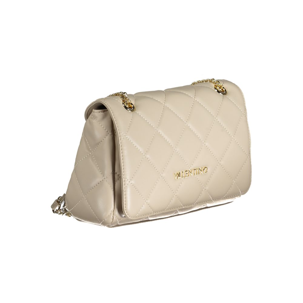 Beige Polyurethane Women Handbag