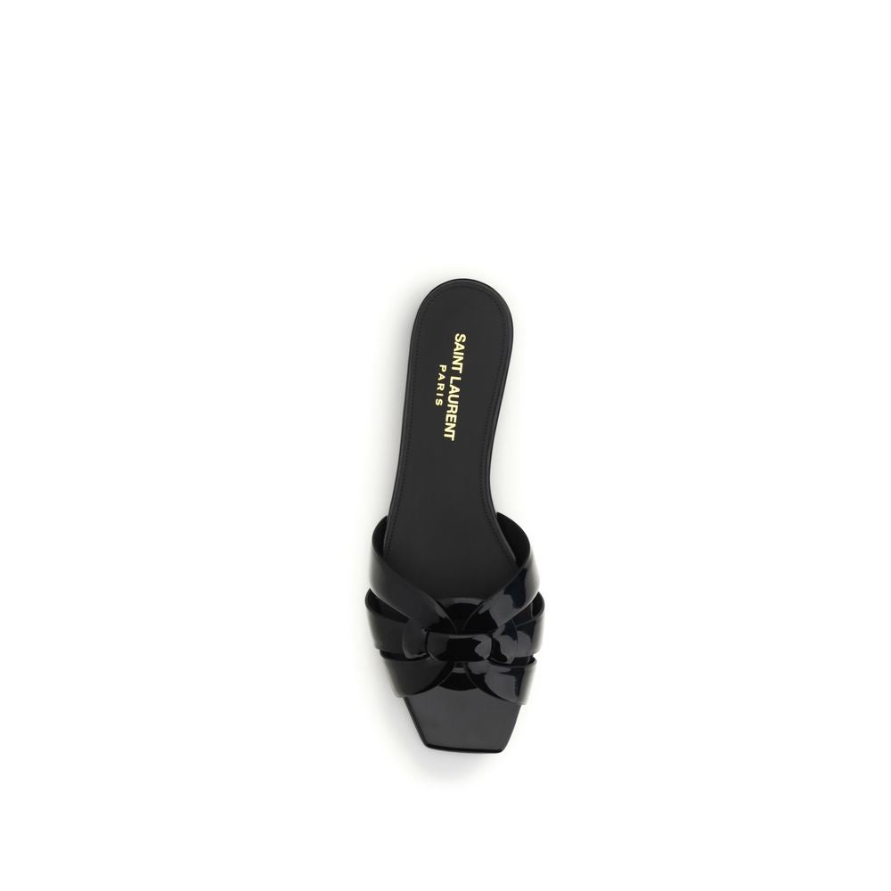 Black Calf Leather Bos Taurus Flat Sandals