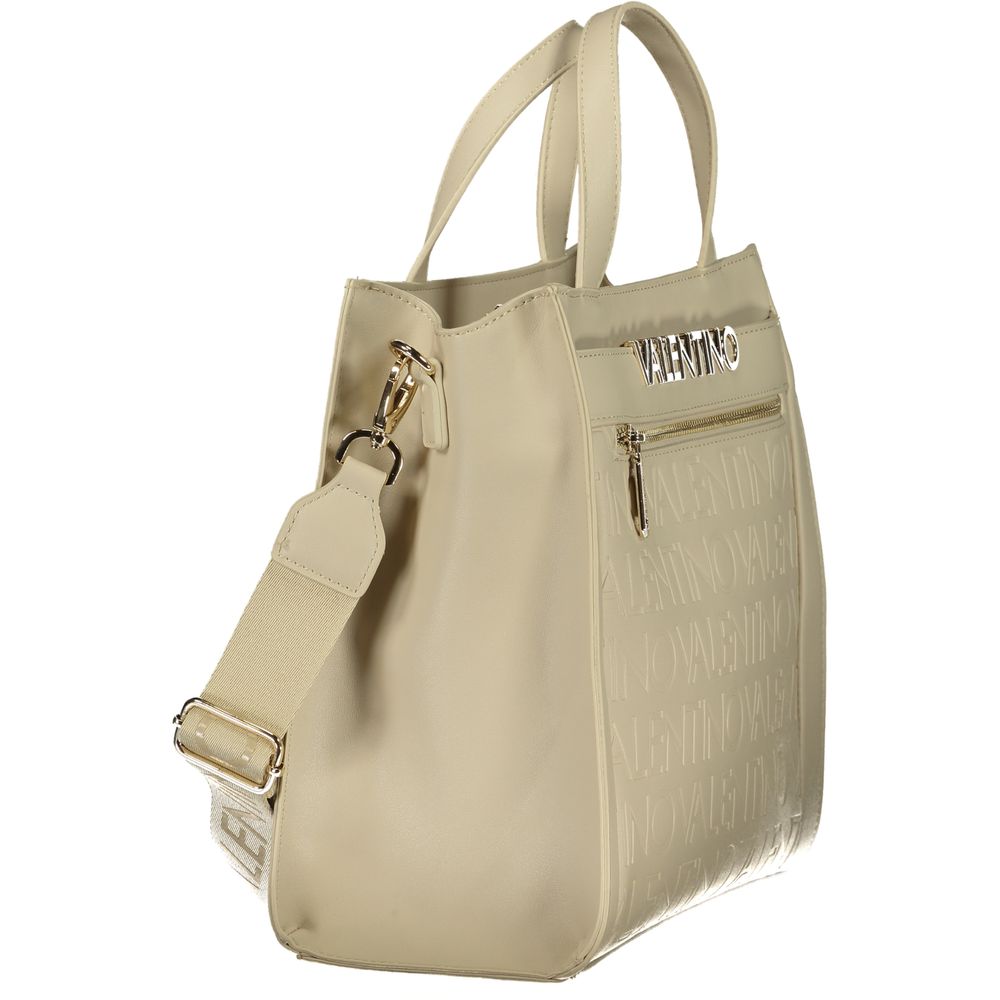 Beige Polyurethane Women Bag