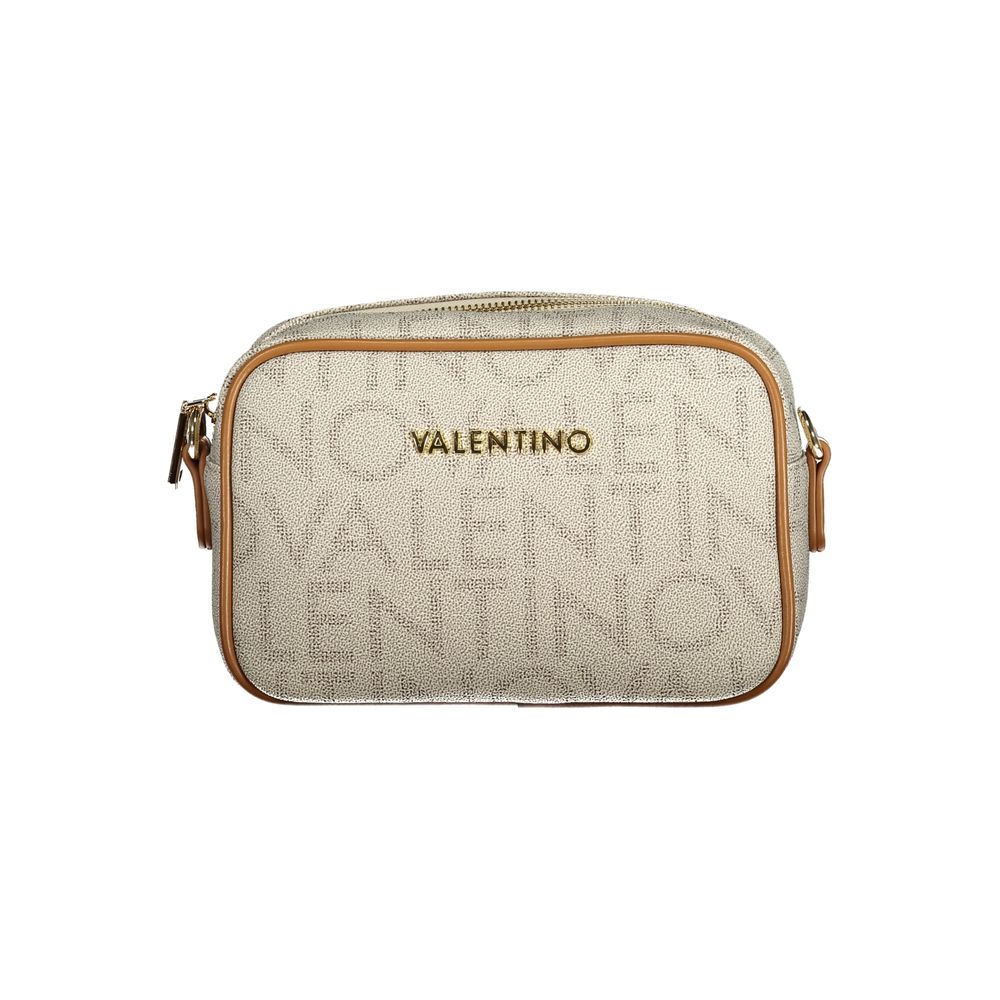 Beige Polyurethane Womens Bag with Adjustable Removable Strap