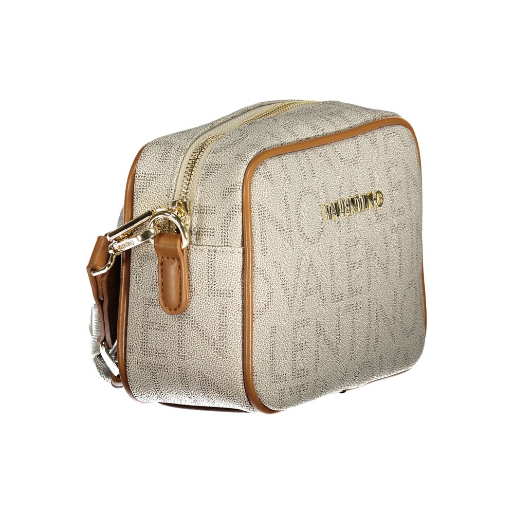 Beige Polyurethane Womens Bag with Adjustable Removable Strap