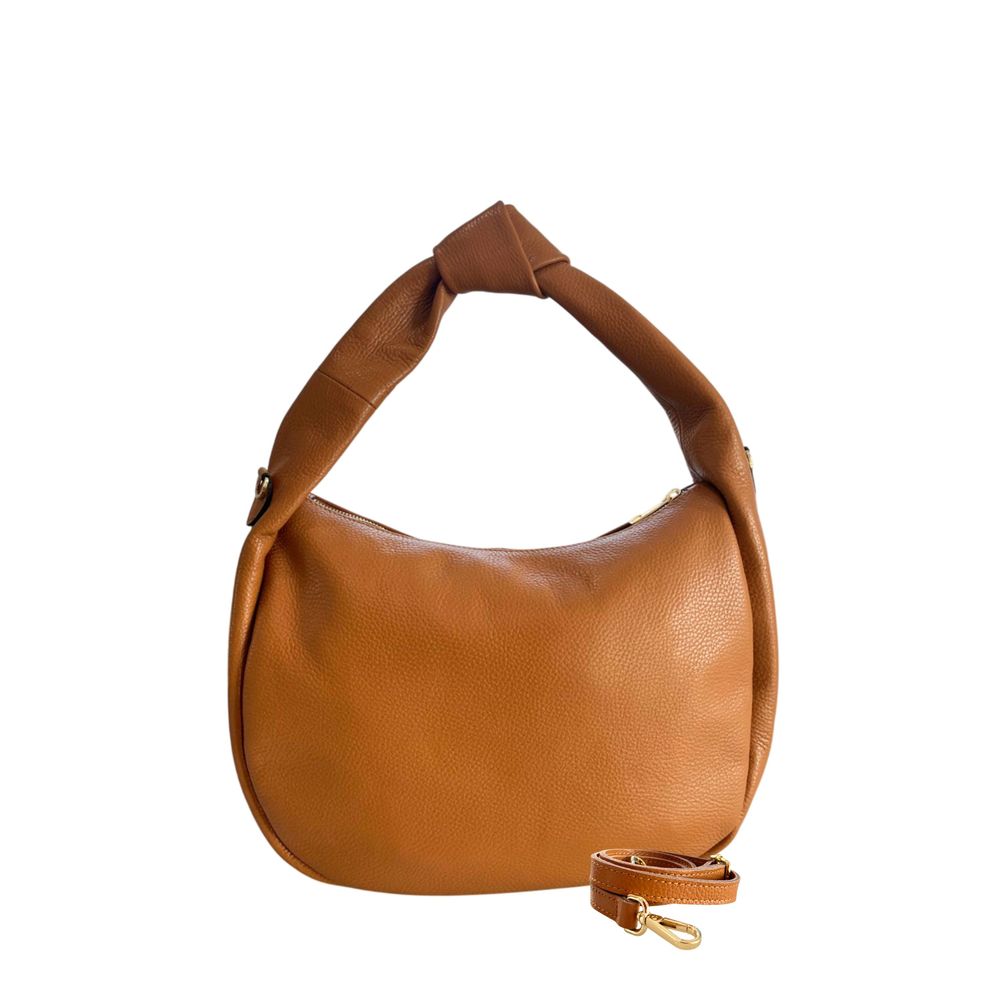 Hnědá kožená clutch kabelka