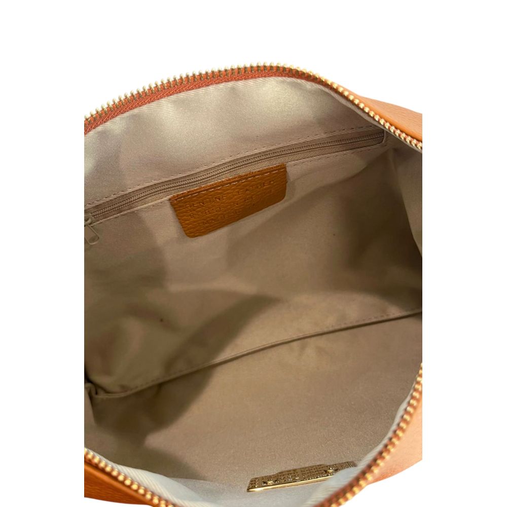 Hnědá kožená clutch kabelka
