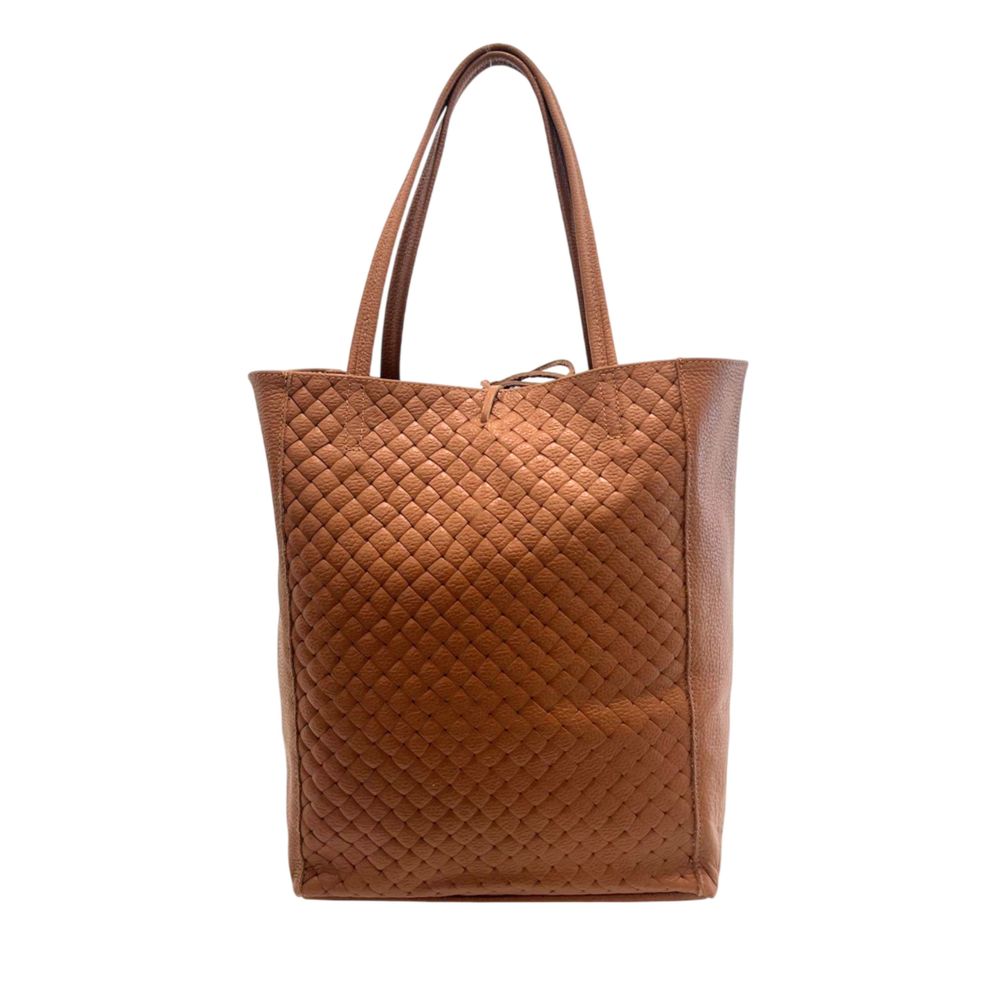 Hnědá kožená clutch kabelka
