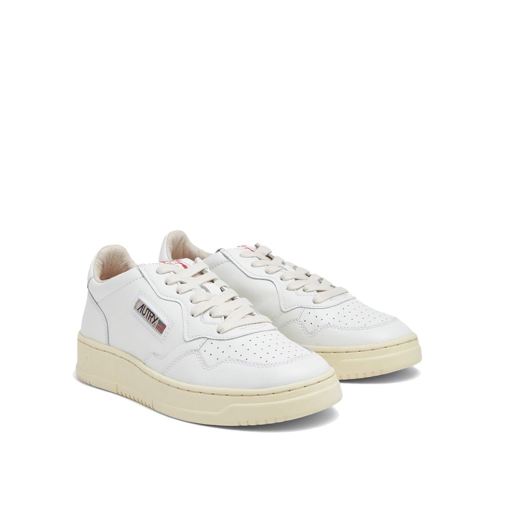 White Leather Low Top Sneakers