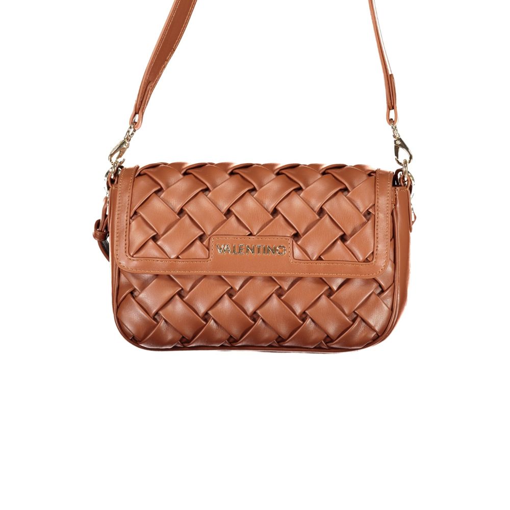 Brown Polyurethane Women's Bag with Removable Shoulder Strap