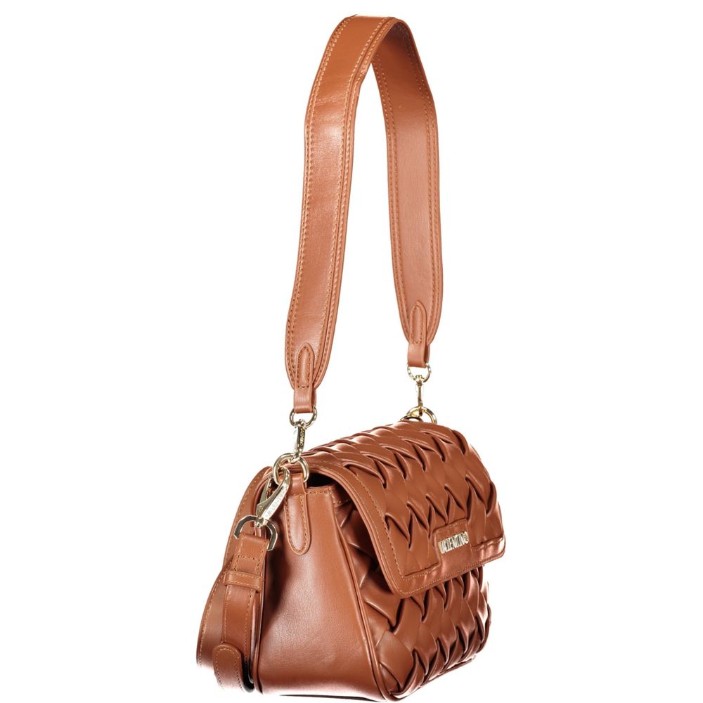 Brown Polyurethane Women's Bag with Removable Shoulder Strap
