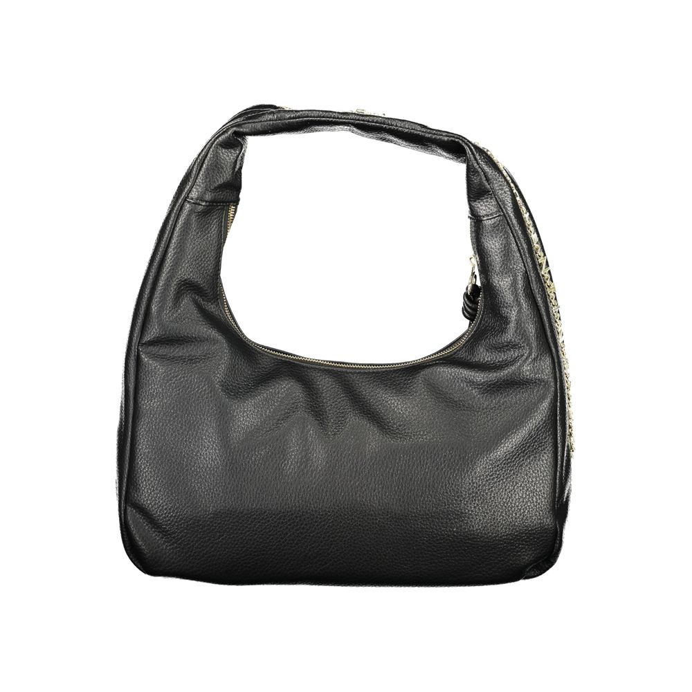Black Polyurethane Women's Shoulder Bag