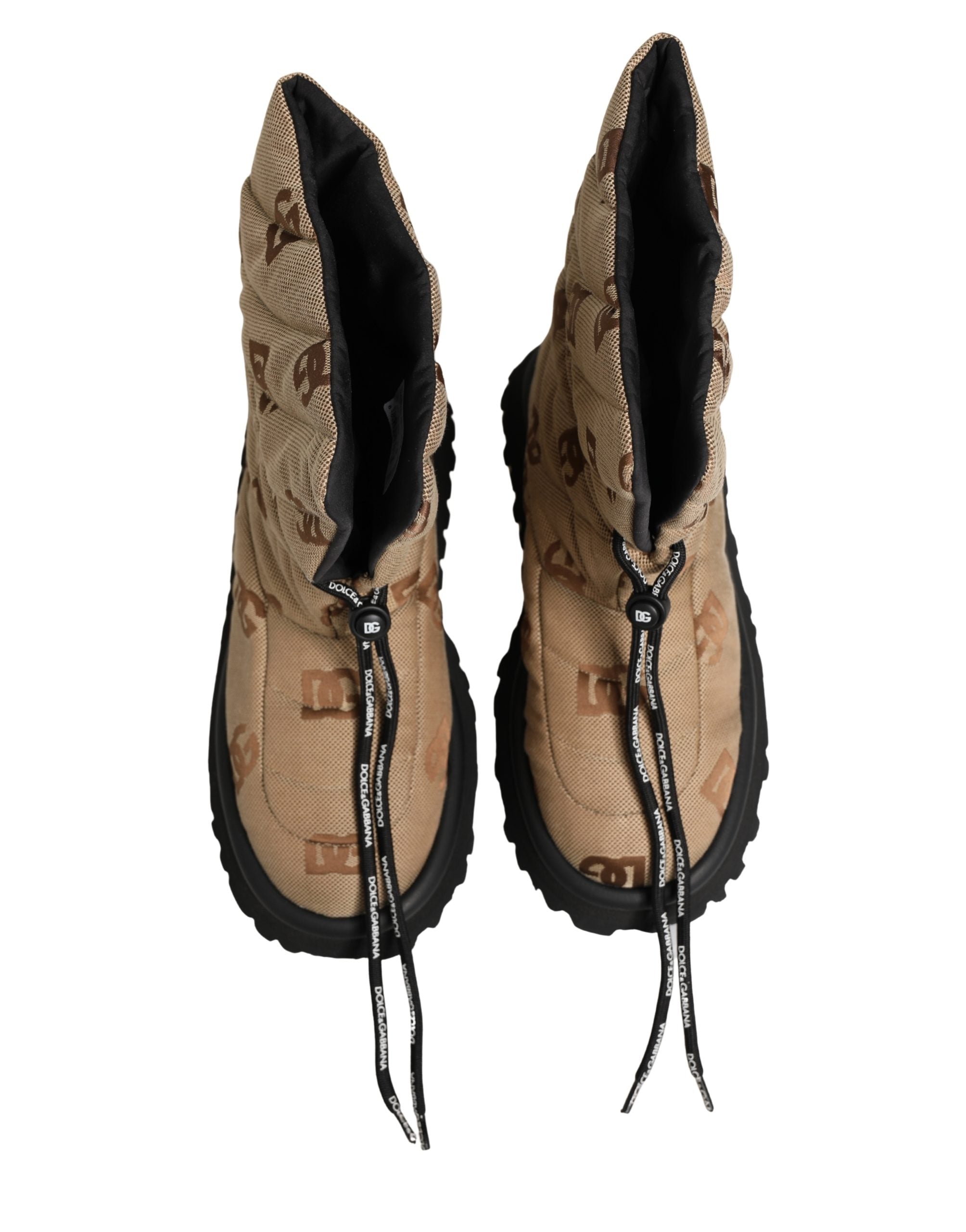 Brown Logo Print Lace Up Snow Boots Shoes