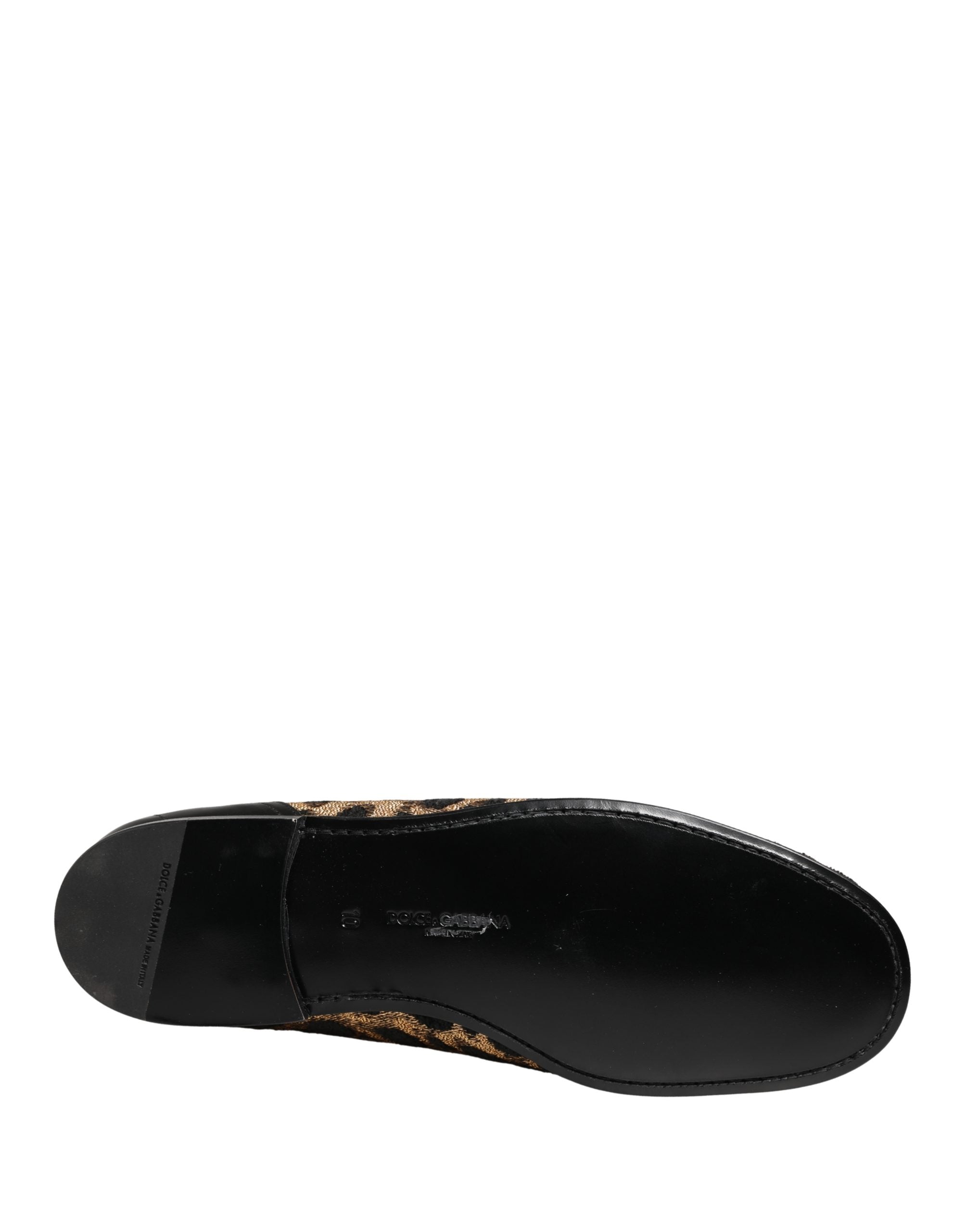 Black Gold Leopard Pony Skin Loafers Shoes