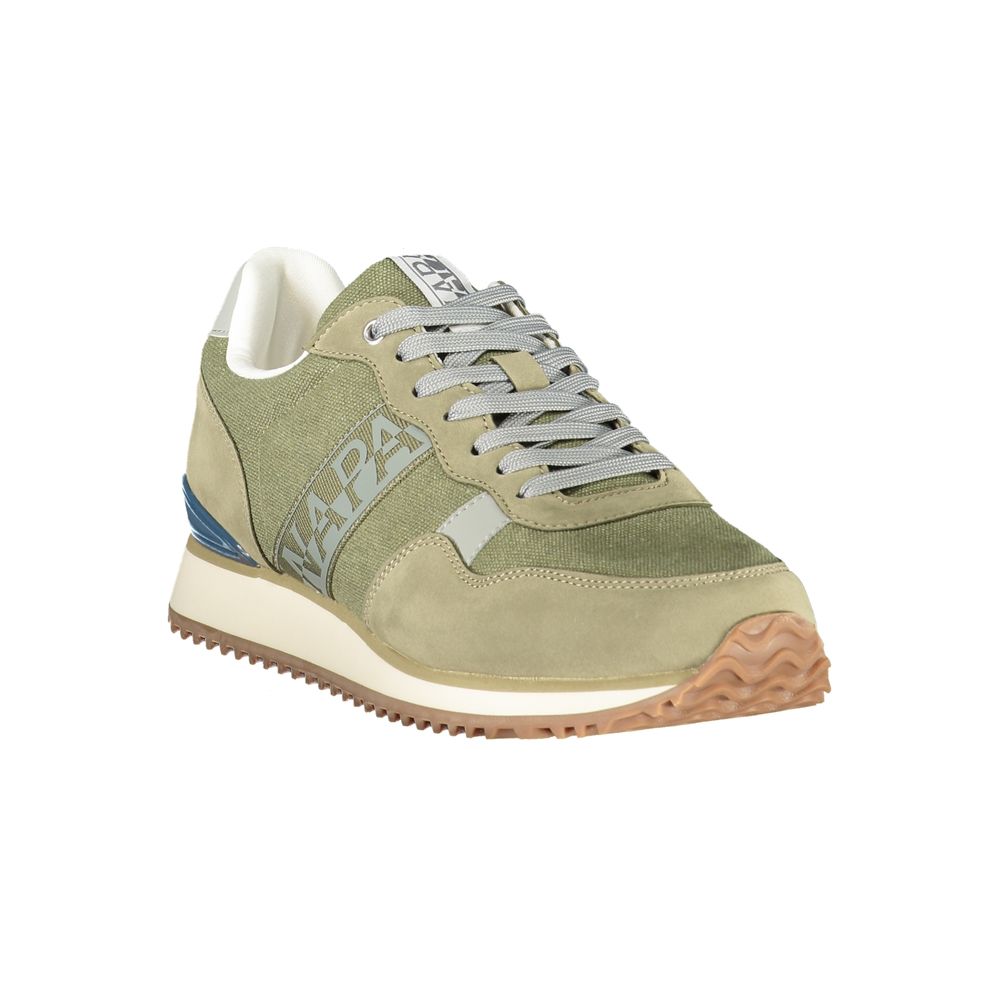 Green Polyester Athletic Sneakers