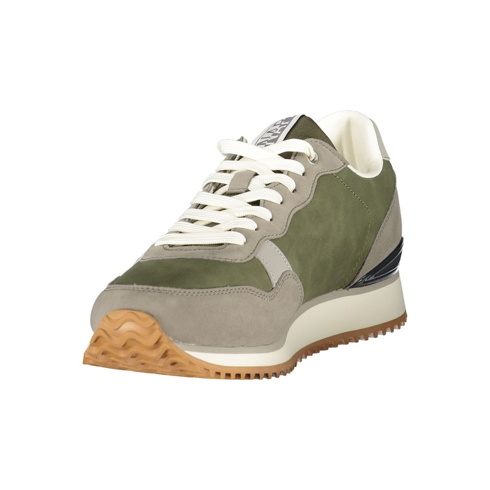 Green Polyester Athletic Sneakers