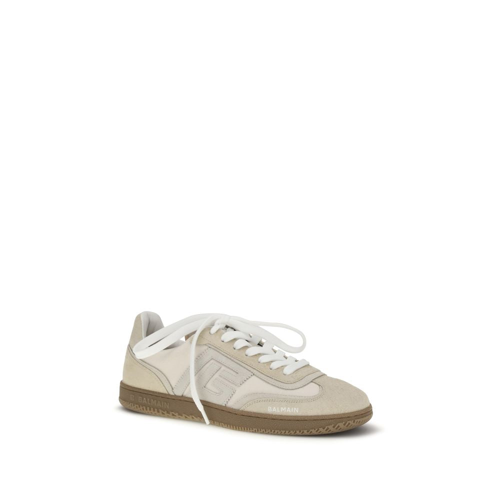Beige Suede Leather Athletic Sneakers