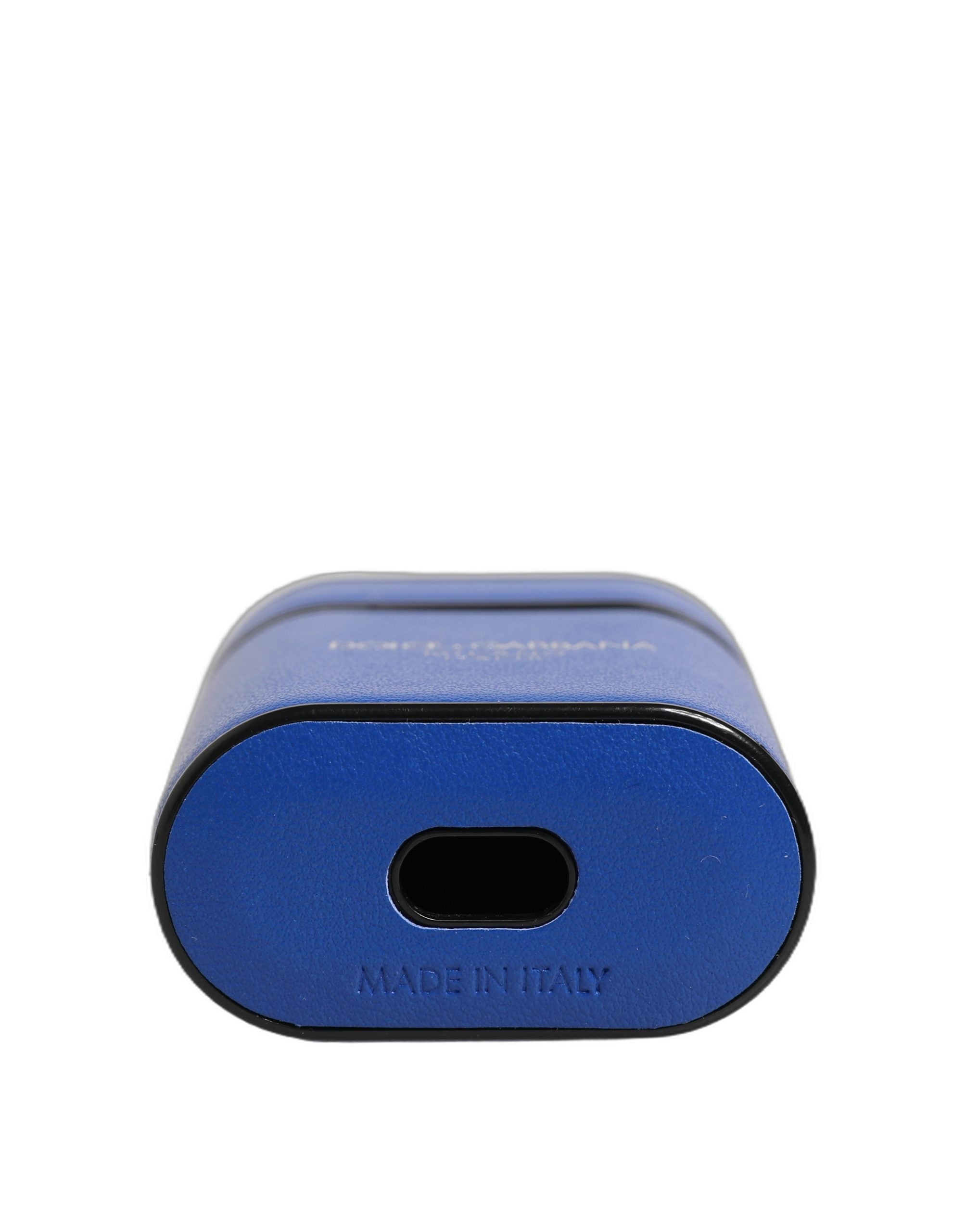 Pouzdro modré telecí kůže logo vyklápěcí držák popruh Airpods