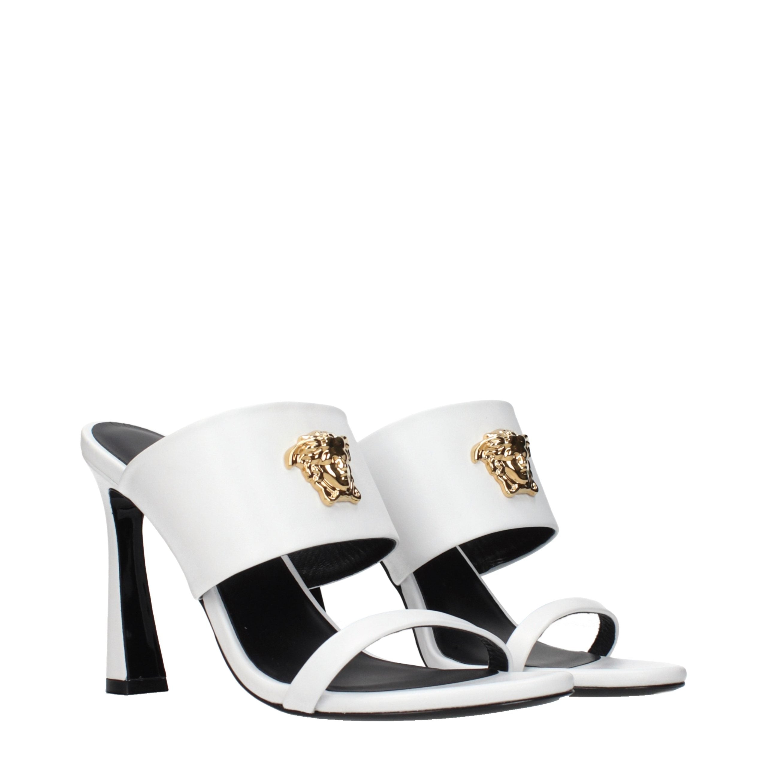Blue Leather Stiletto Heel Sandals