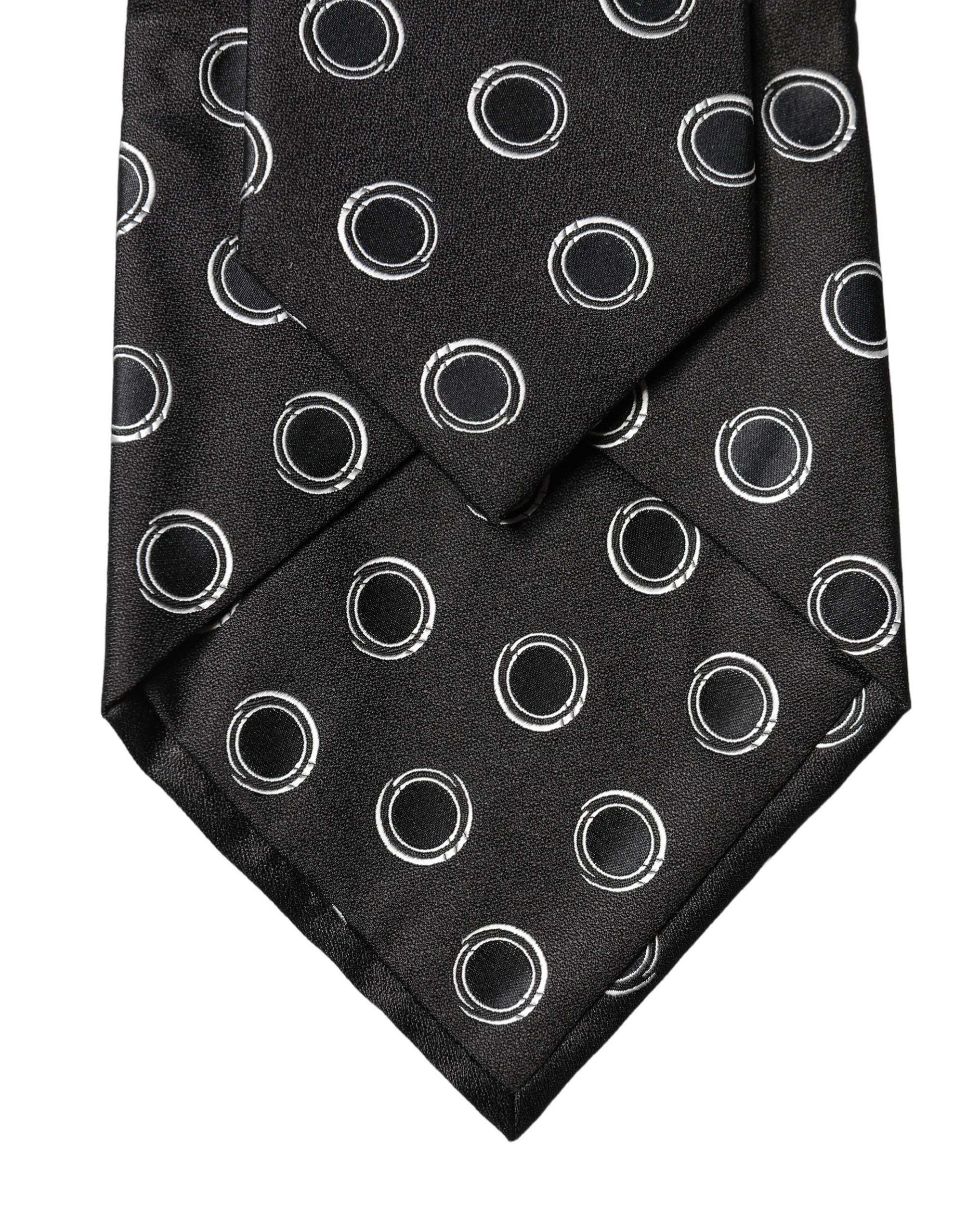 Black White Polka Dot Silk Adjustable Women Necktie Tie