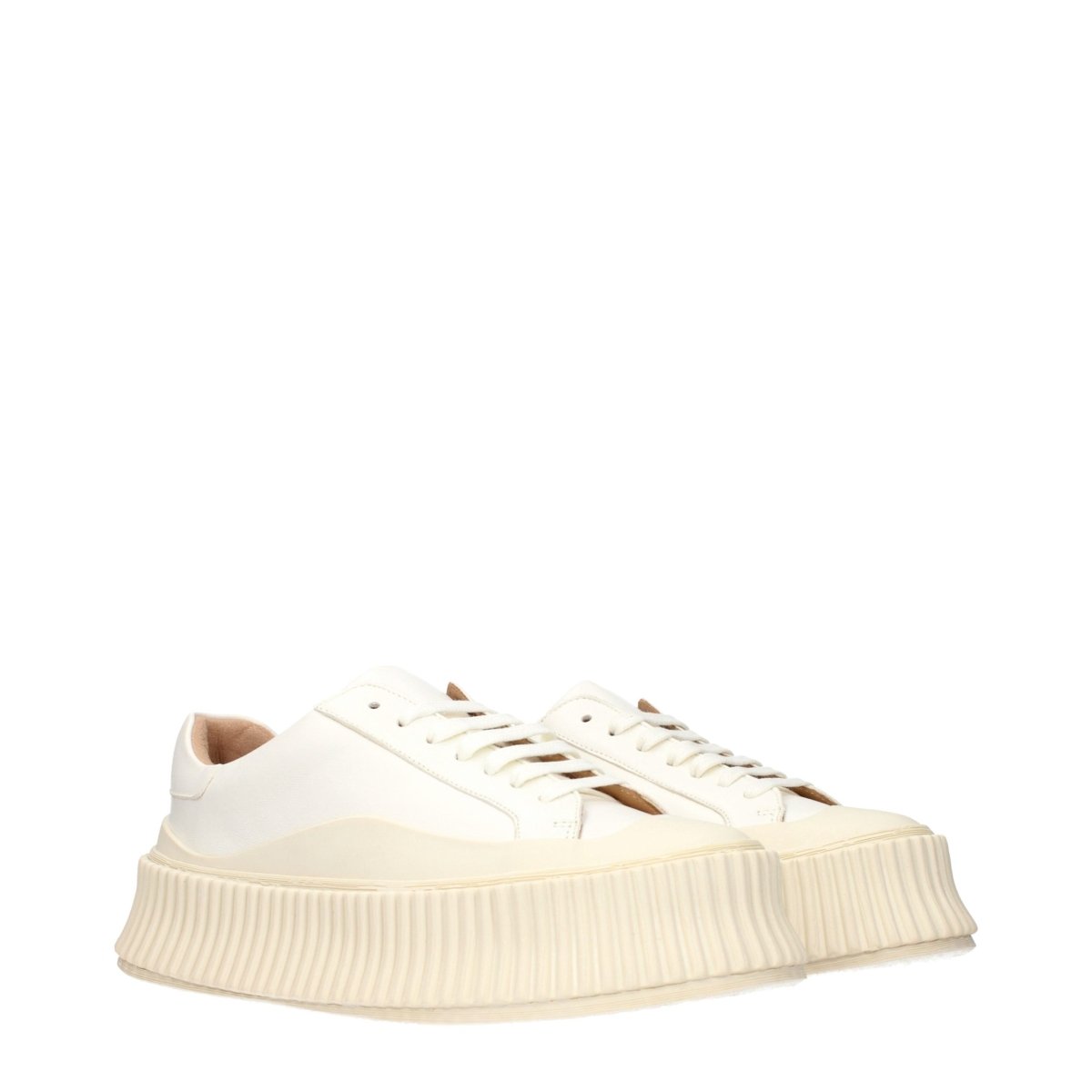 White Leather Platform Sneakers - styloora.cz