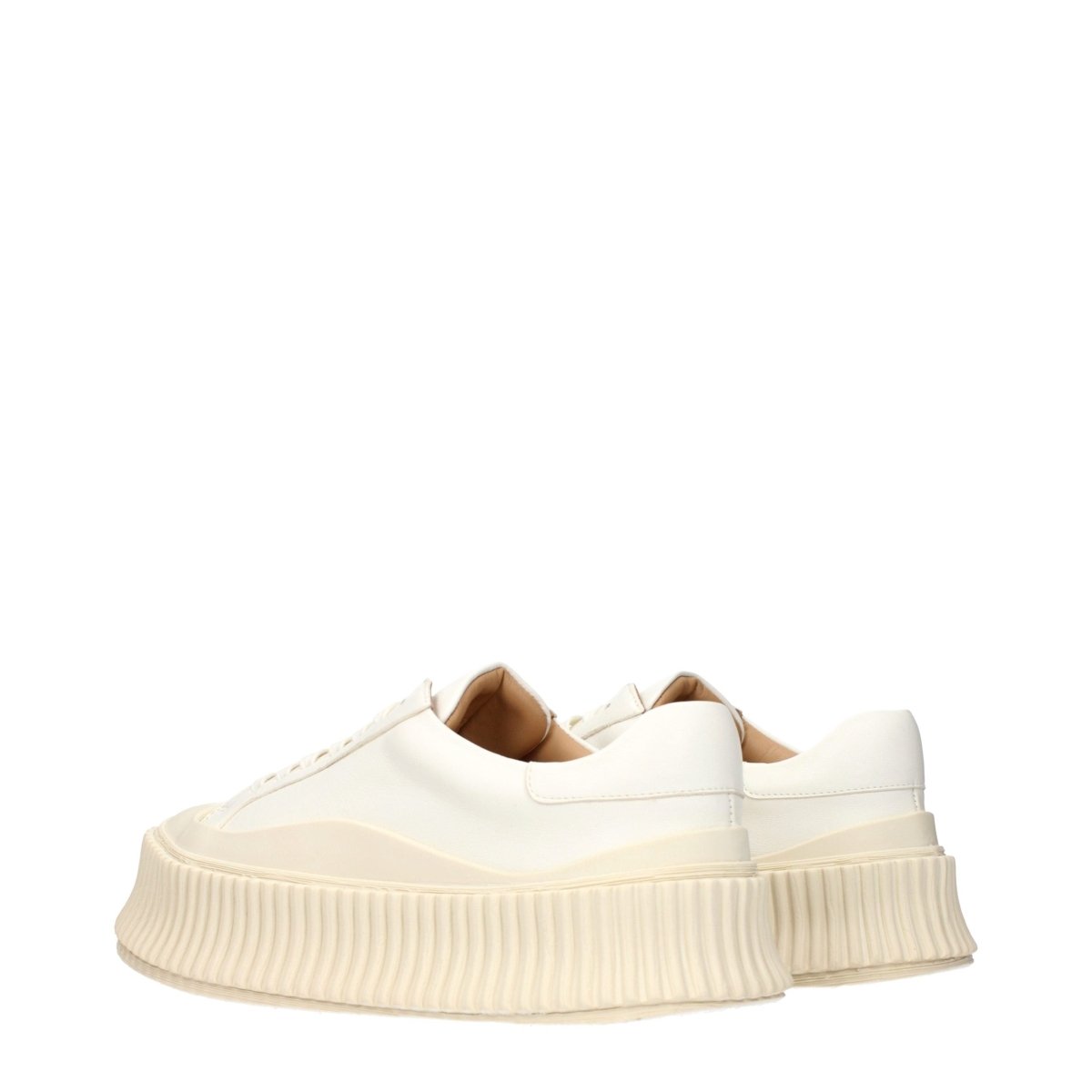 White Leather Platform Sneakers - styloora.cz