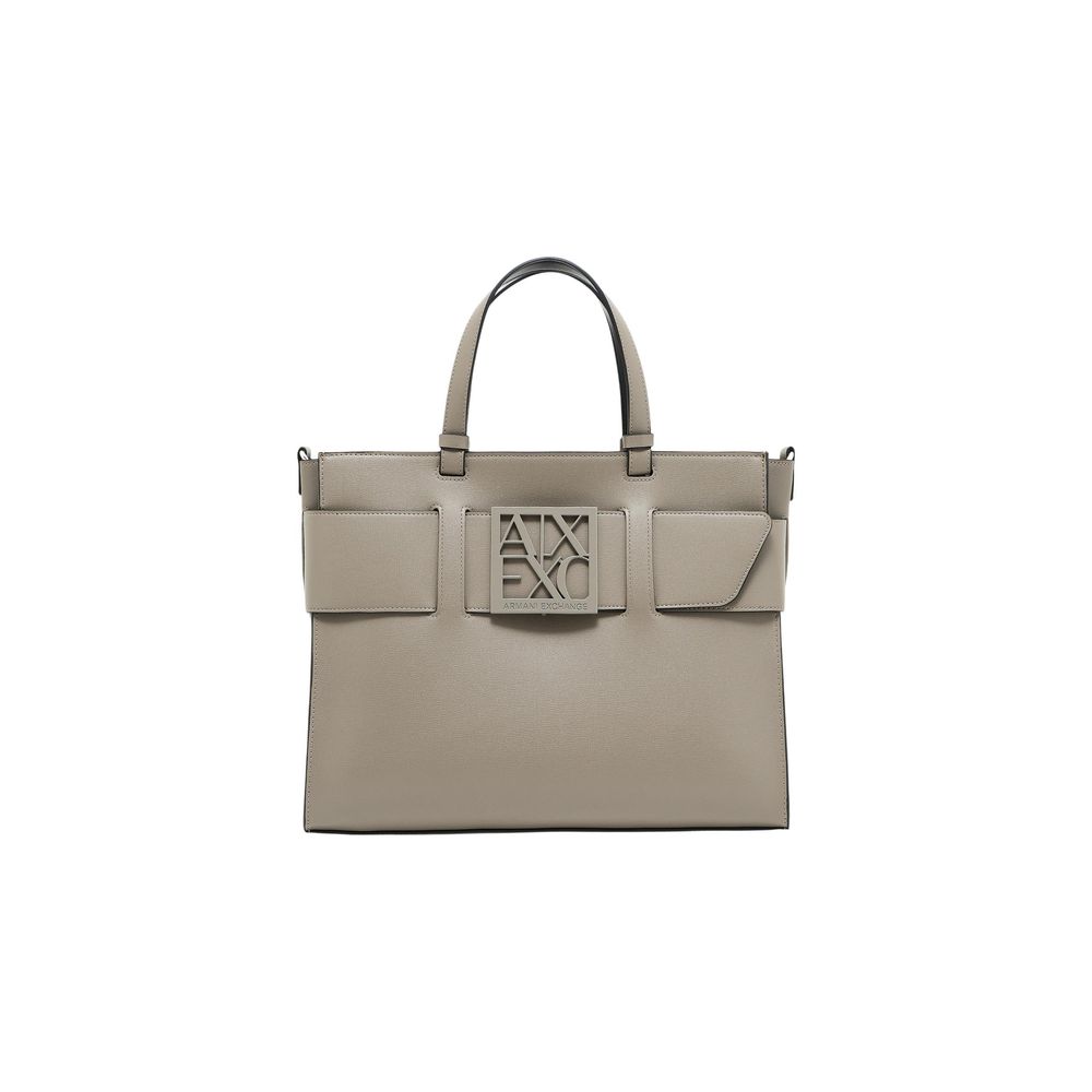 Beige Artificial Leather Handbag