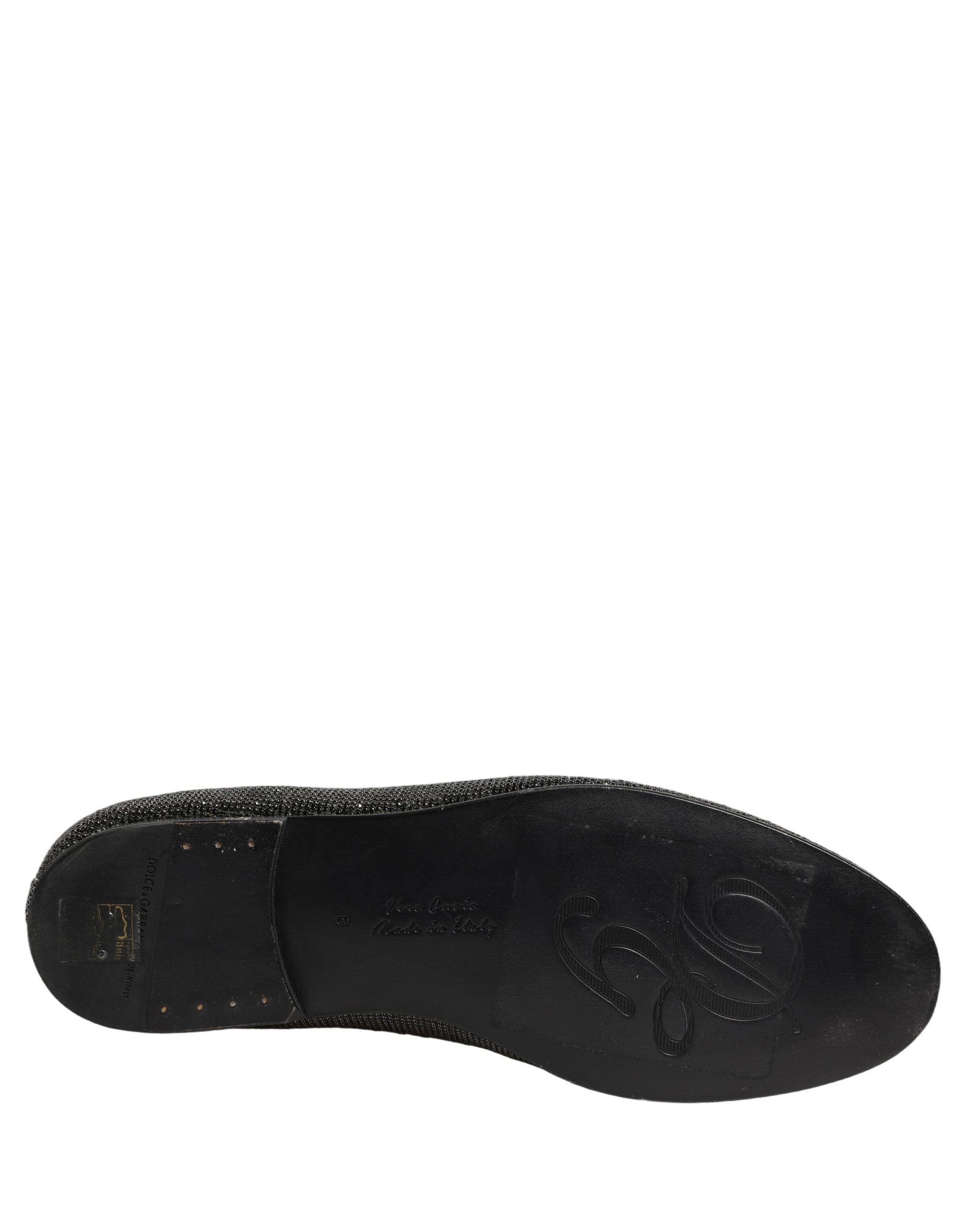 Black Crystal Embellished Men Loafers Shoes