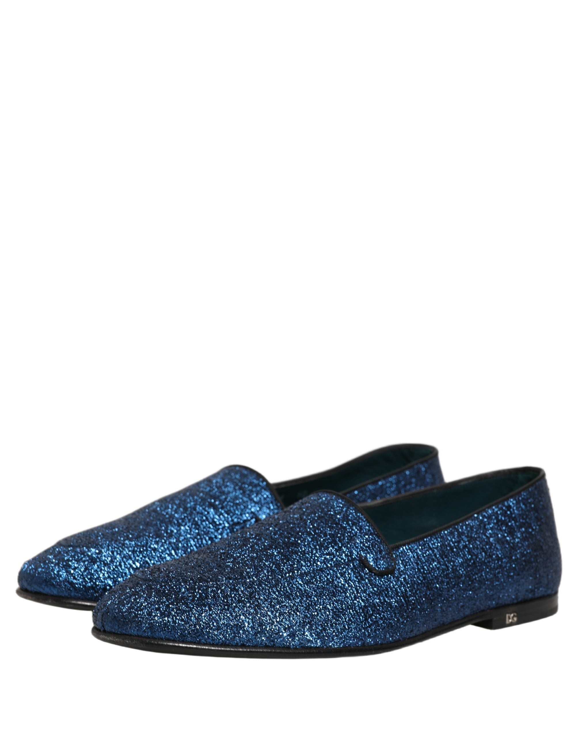 Blue Glitter Lurex DG Logo Dress Loafers Shoes