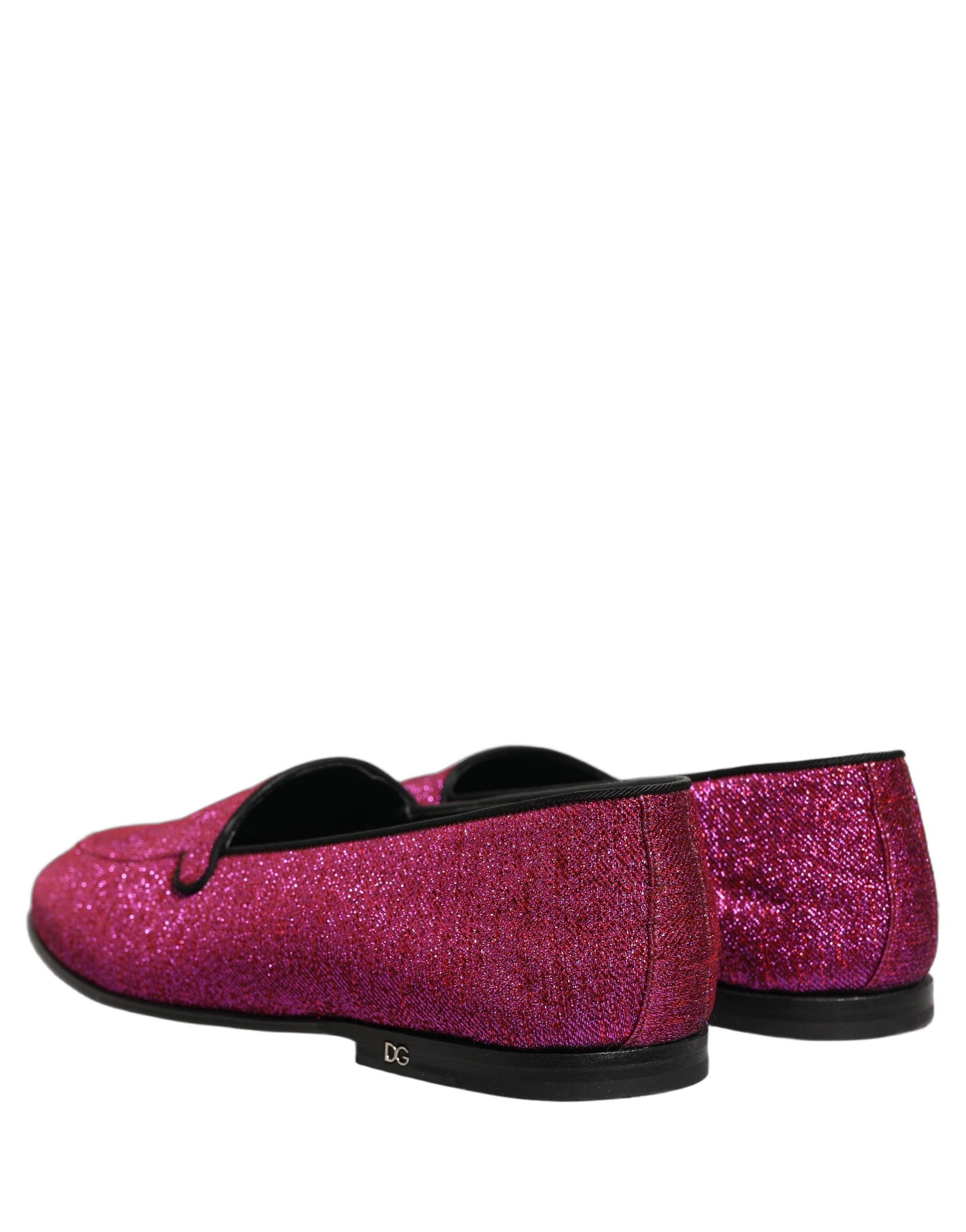 Pink Glitter Lurex Logo Dress Loafers Shoes