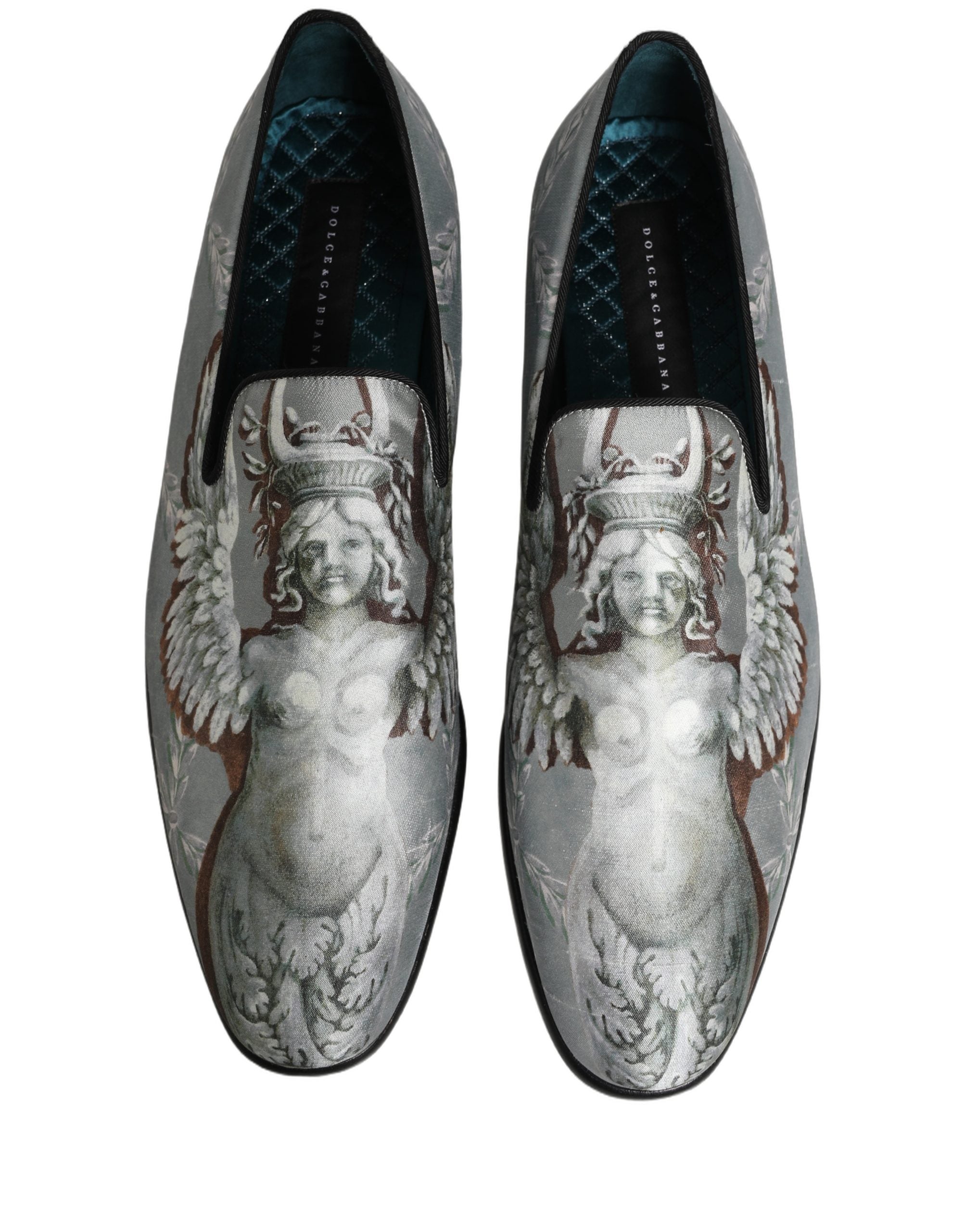 Gray Baroque Angel Velvet Men Loafers Shoes