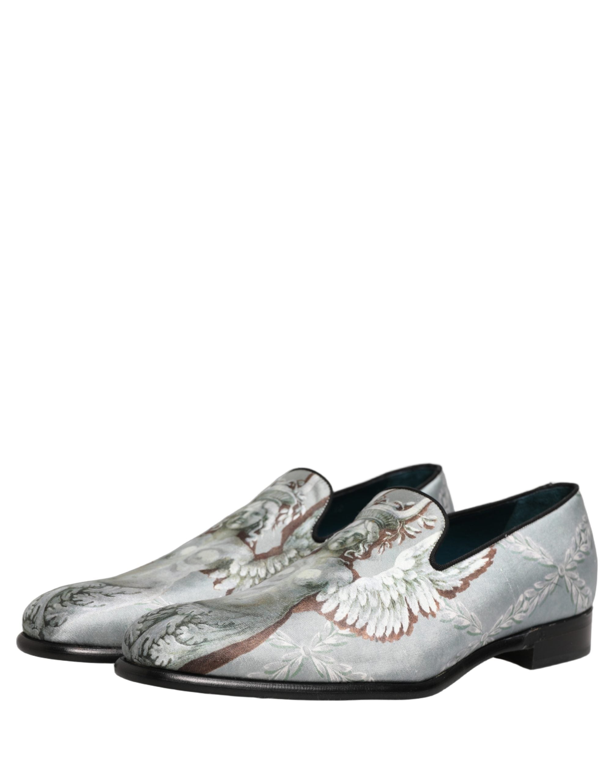 Gray Baroque Angel Velvet Men Loafers Shoes