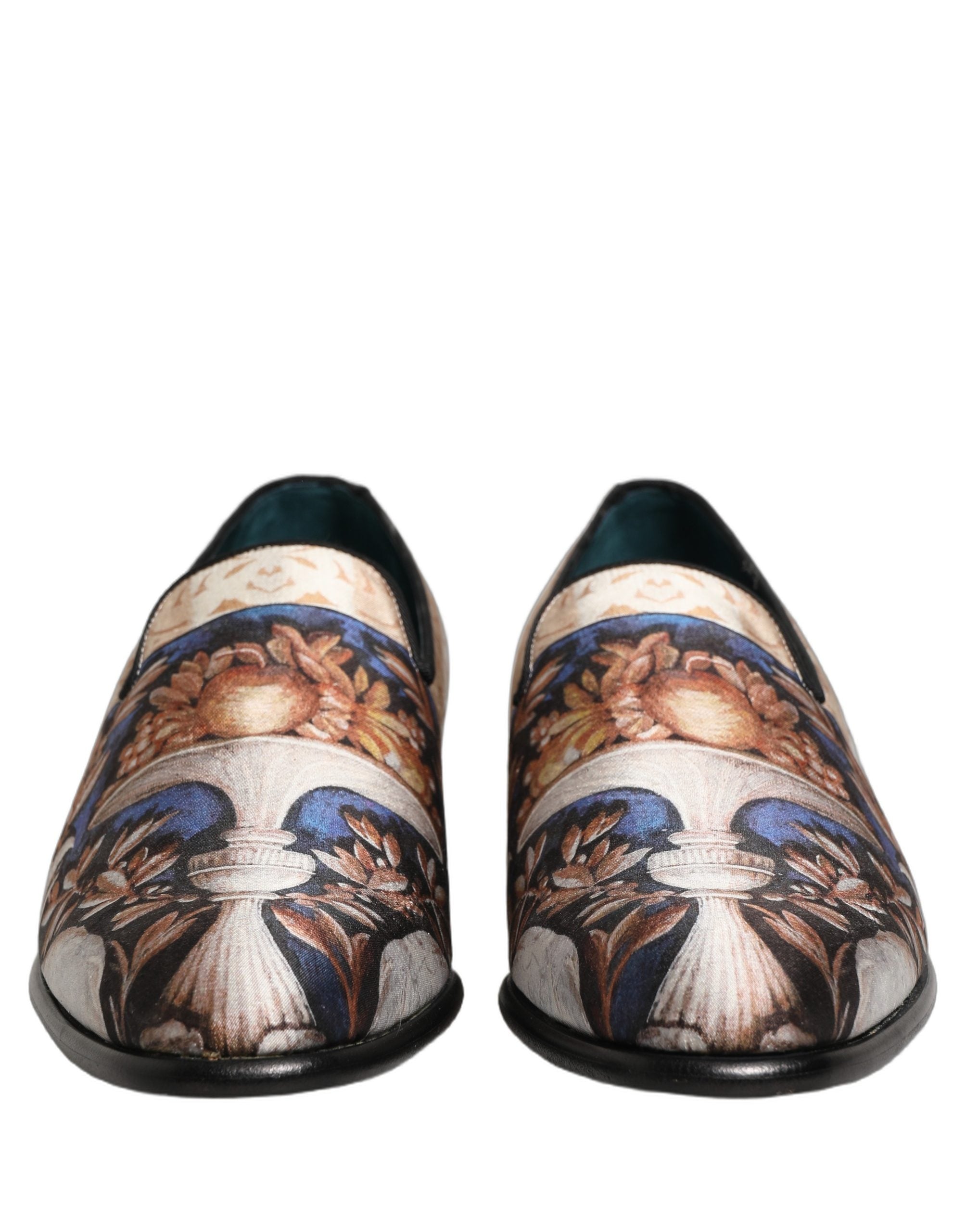 Multicolor Fruit Print Velvet Loafers Shoes
