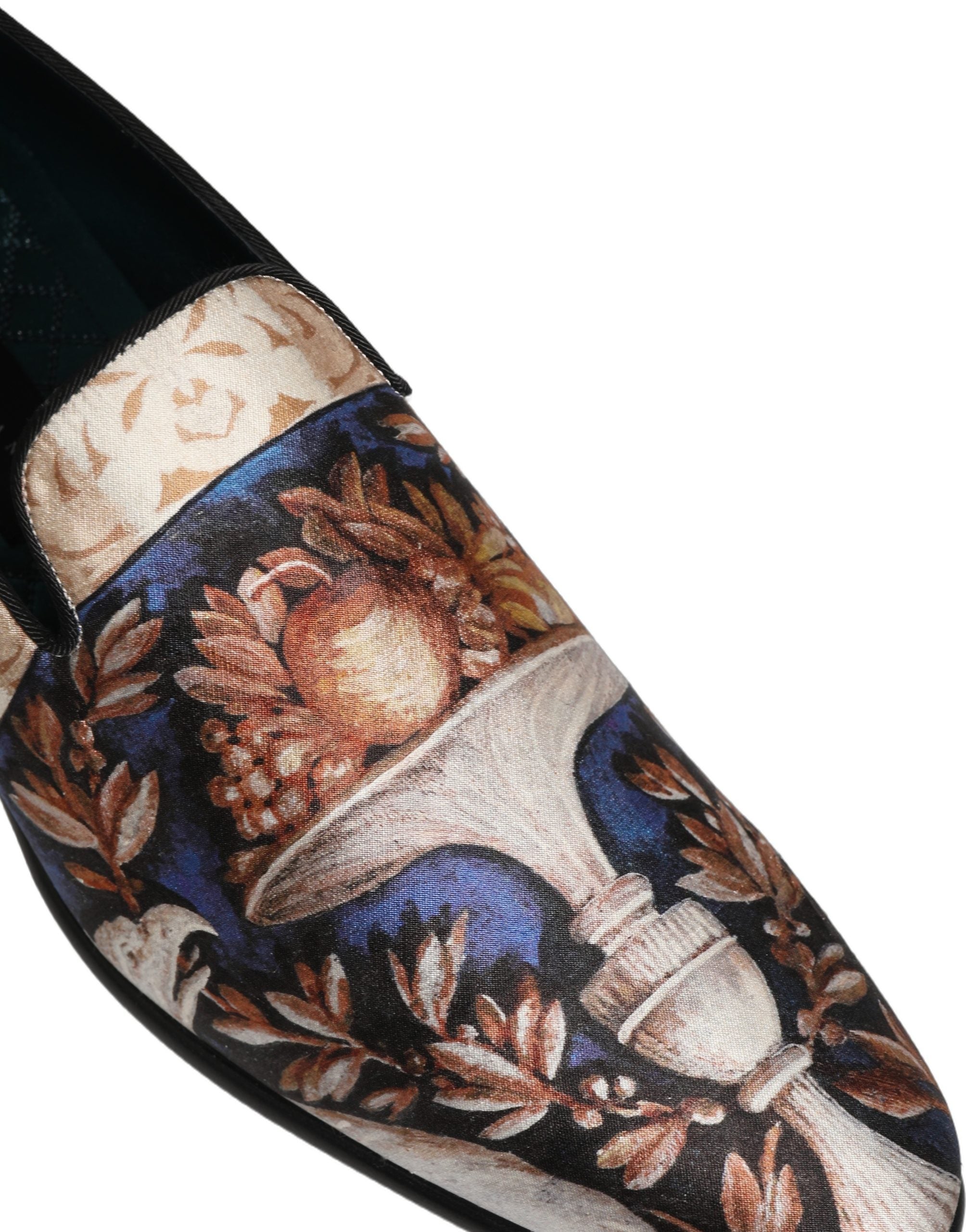 Multicolor Fruit Print Velvet Loafers Shoes