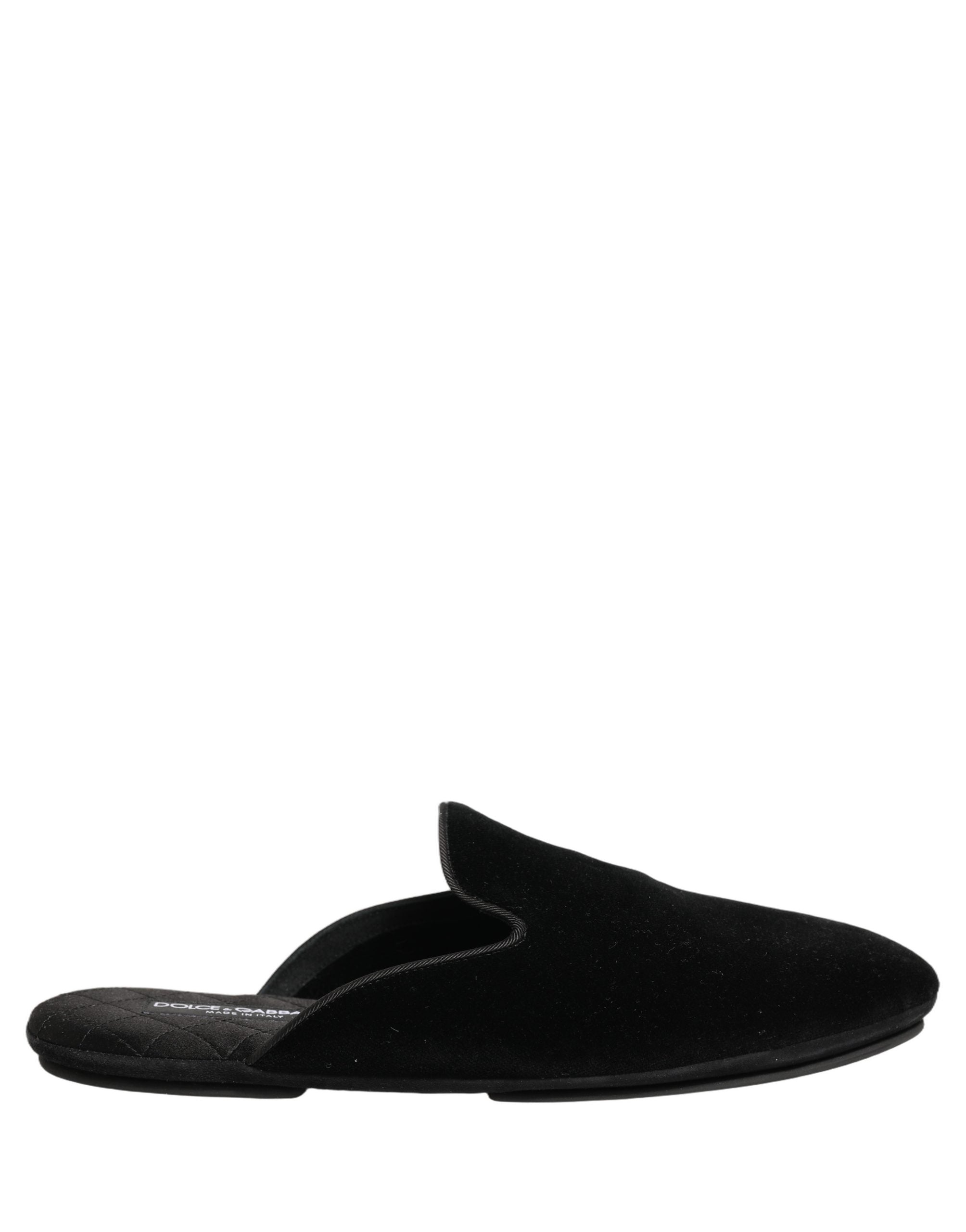 Black Suede Slides Flat Slipper Men Shoes