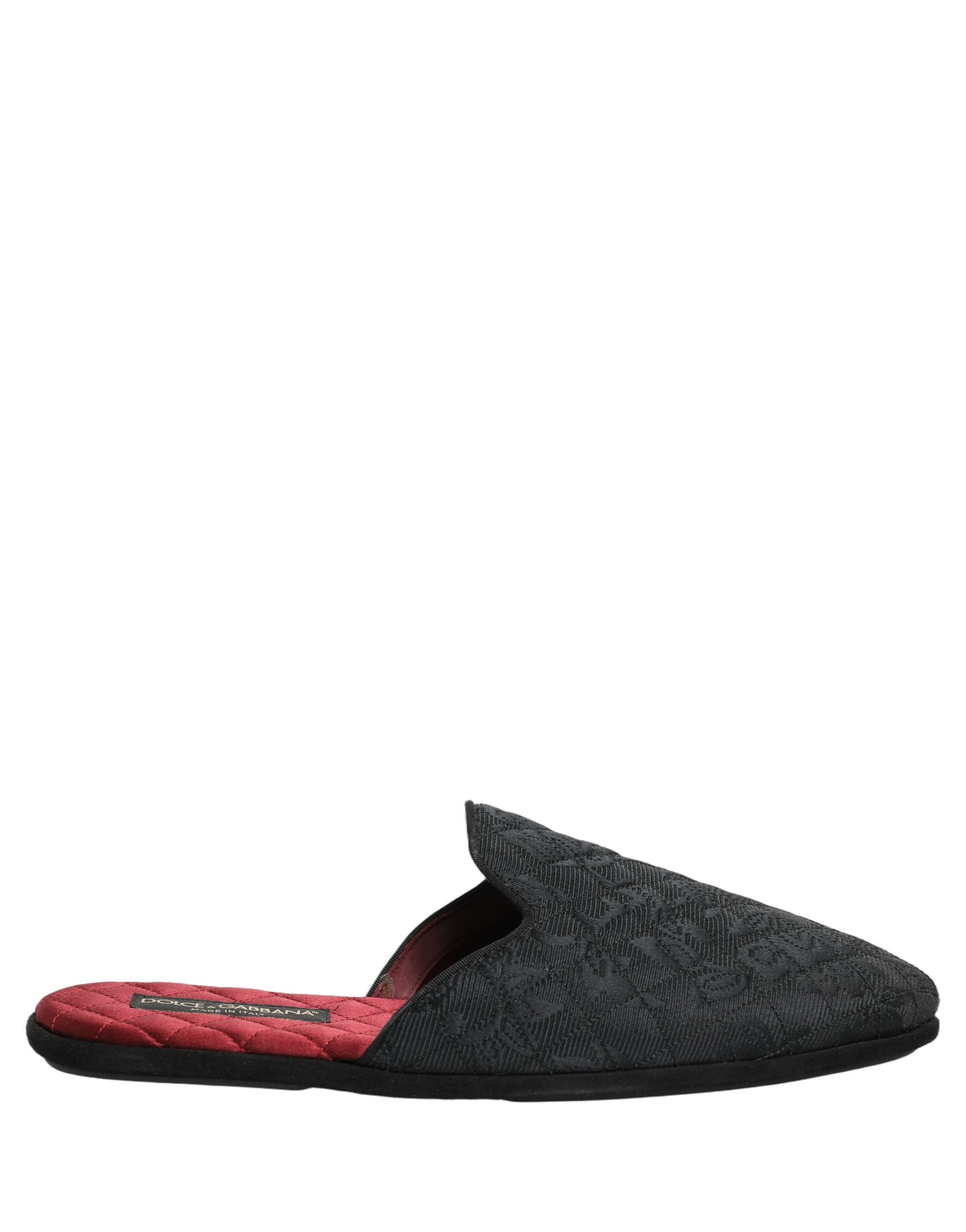 Black Floral Brocade Slides Slippers Shoes