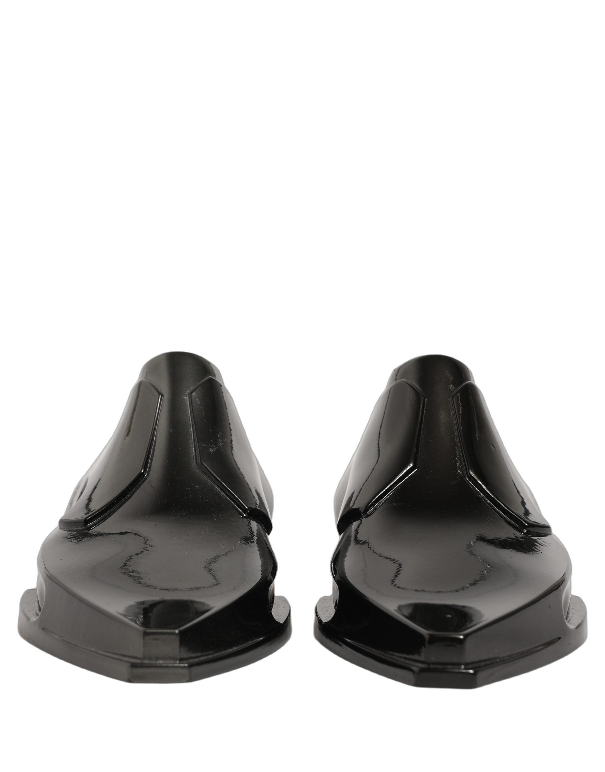 Dress Shiny Black Slip On Plastic Dress Shoes