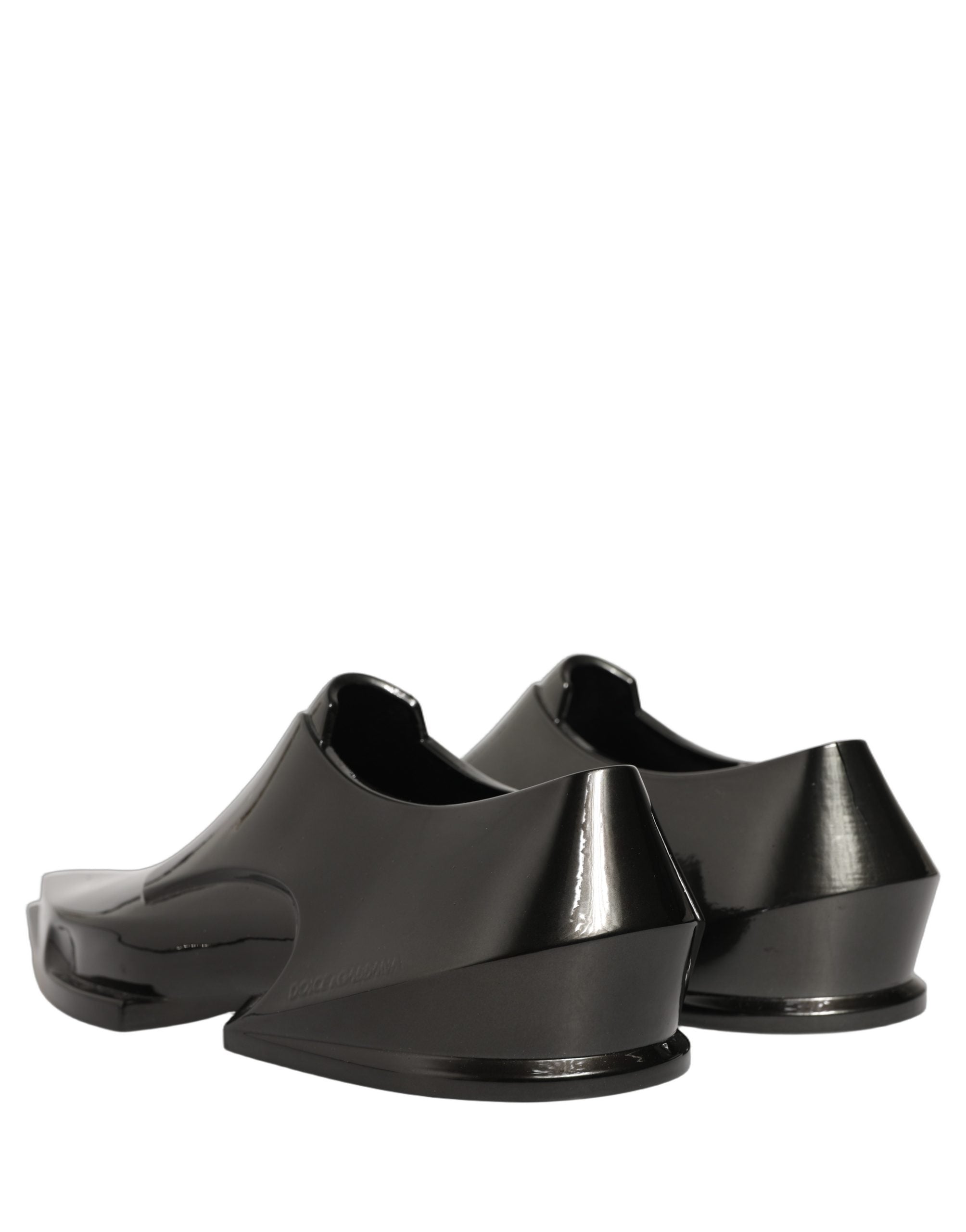 Dress Shiny Black Slip On Plastic Dress Shoes