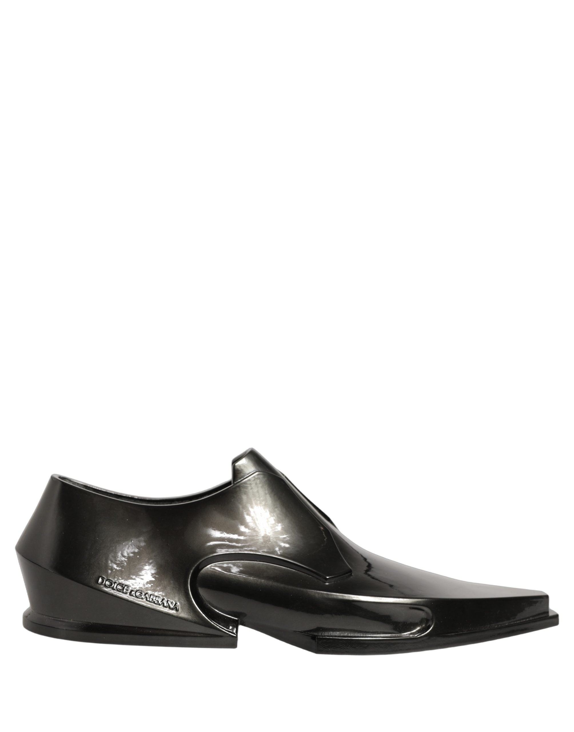 Dress Shiny Black Slip On Plastic Dress Shoes