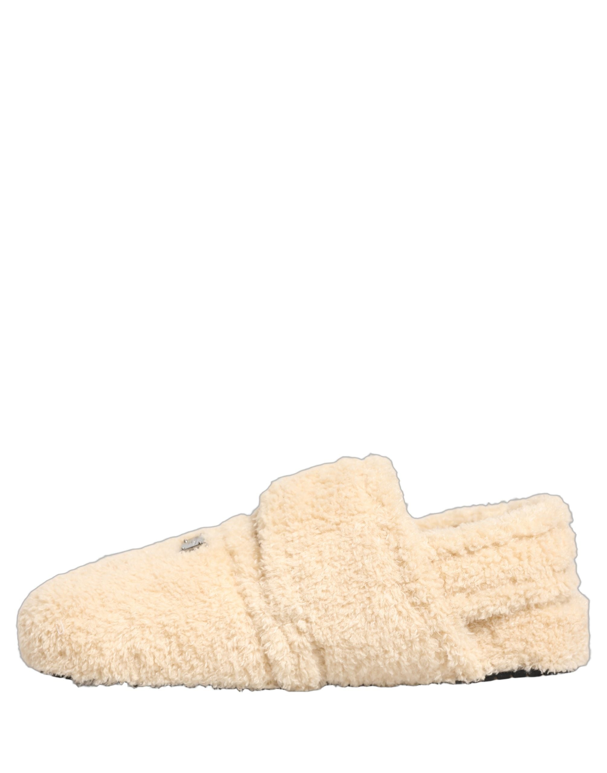 Beige Faux Fur Flats Men Slides Sandals Shoes