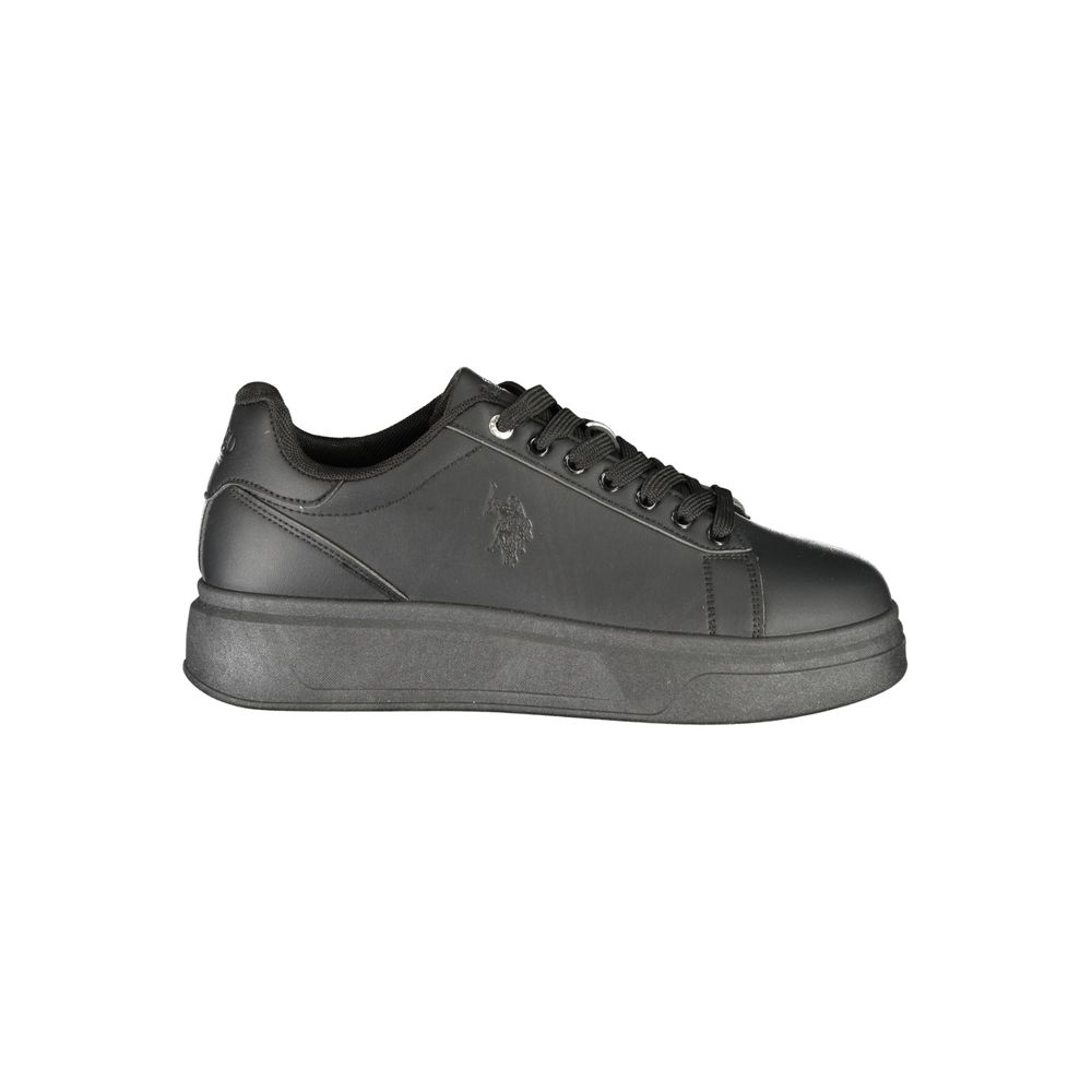 Black Polyester Athletic Sneakers