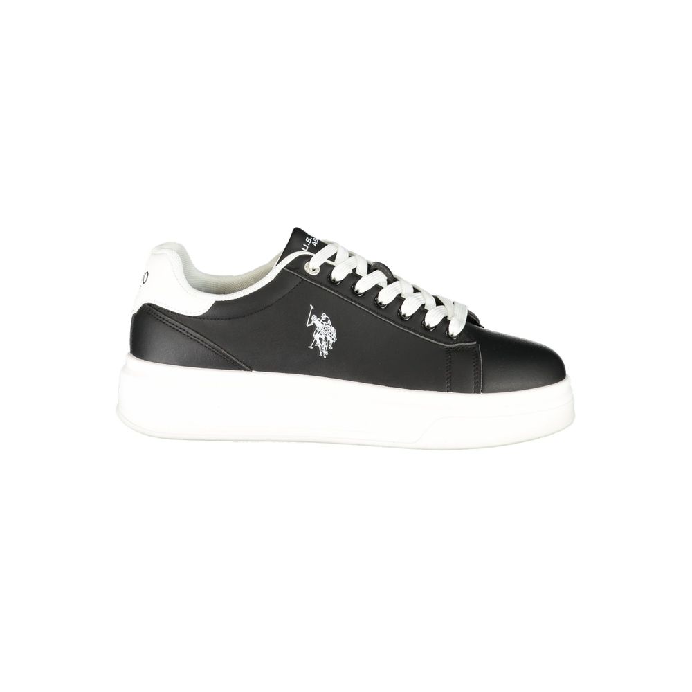 Black Polyester Athletic Sneakers