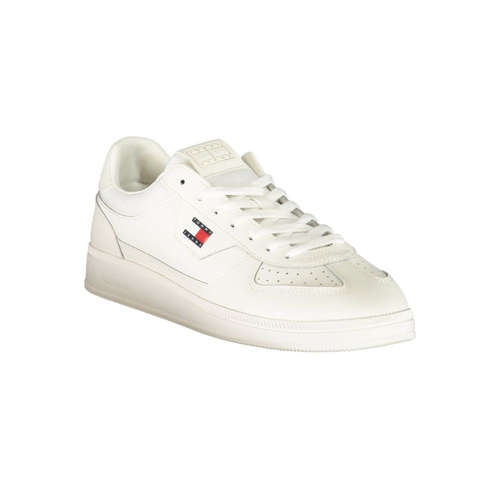 White Polyester Athletic Sneakers