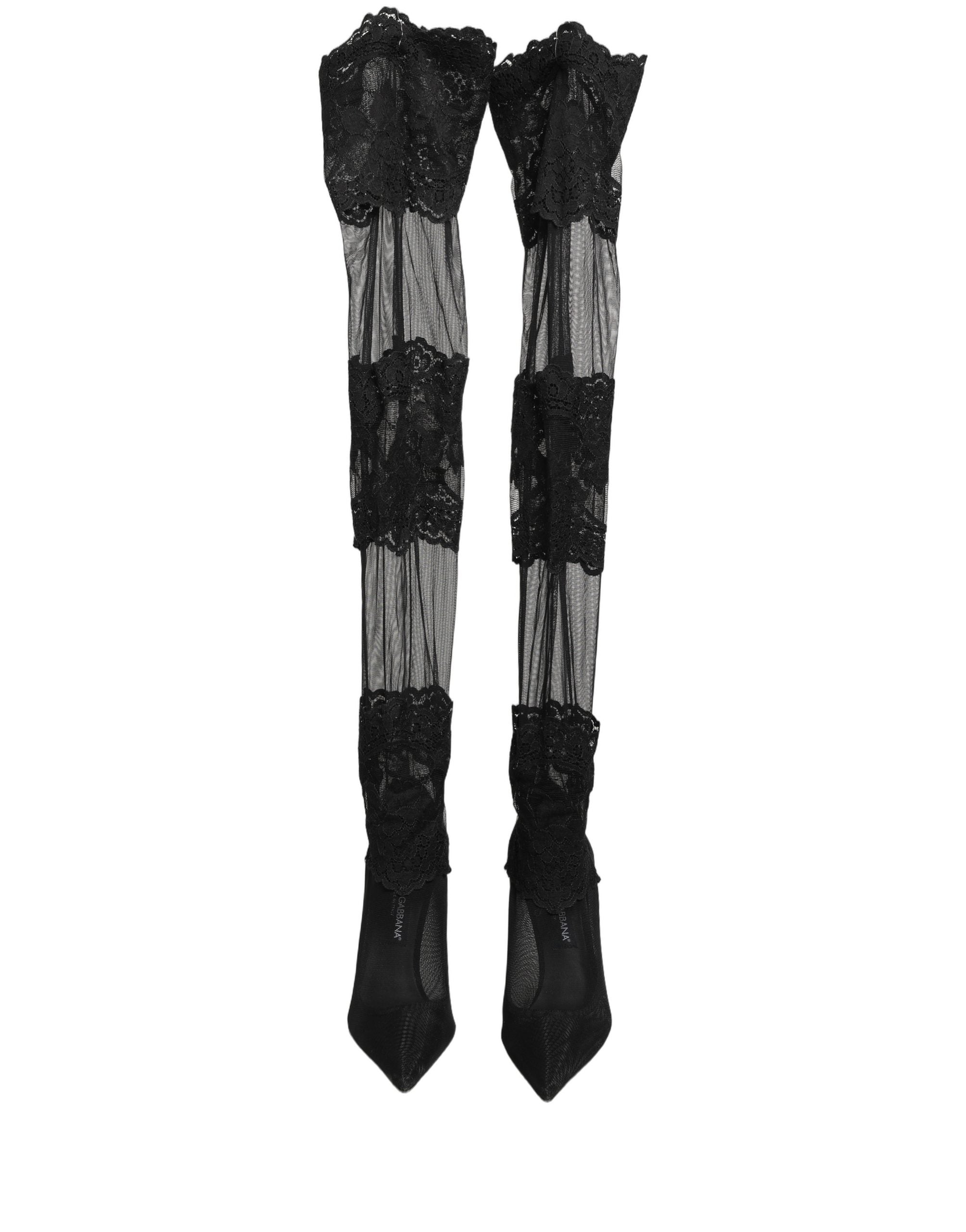 Black Over The Knee Sock Pumps Boots Shoes