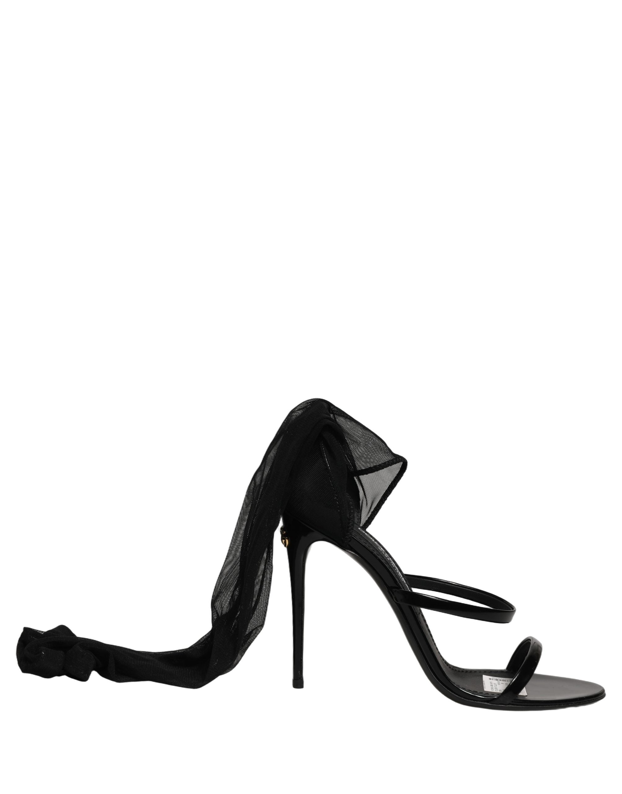 Stiletto Sandals Socks Knee High Boots Black