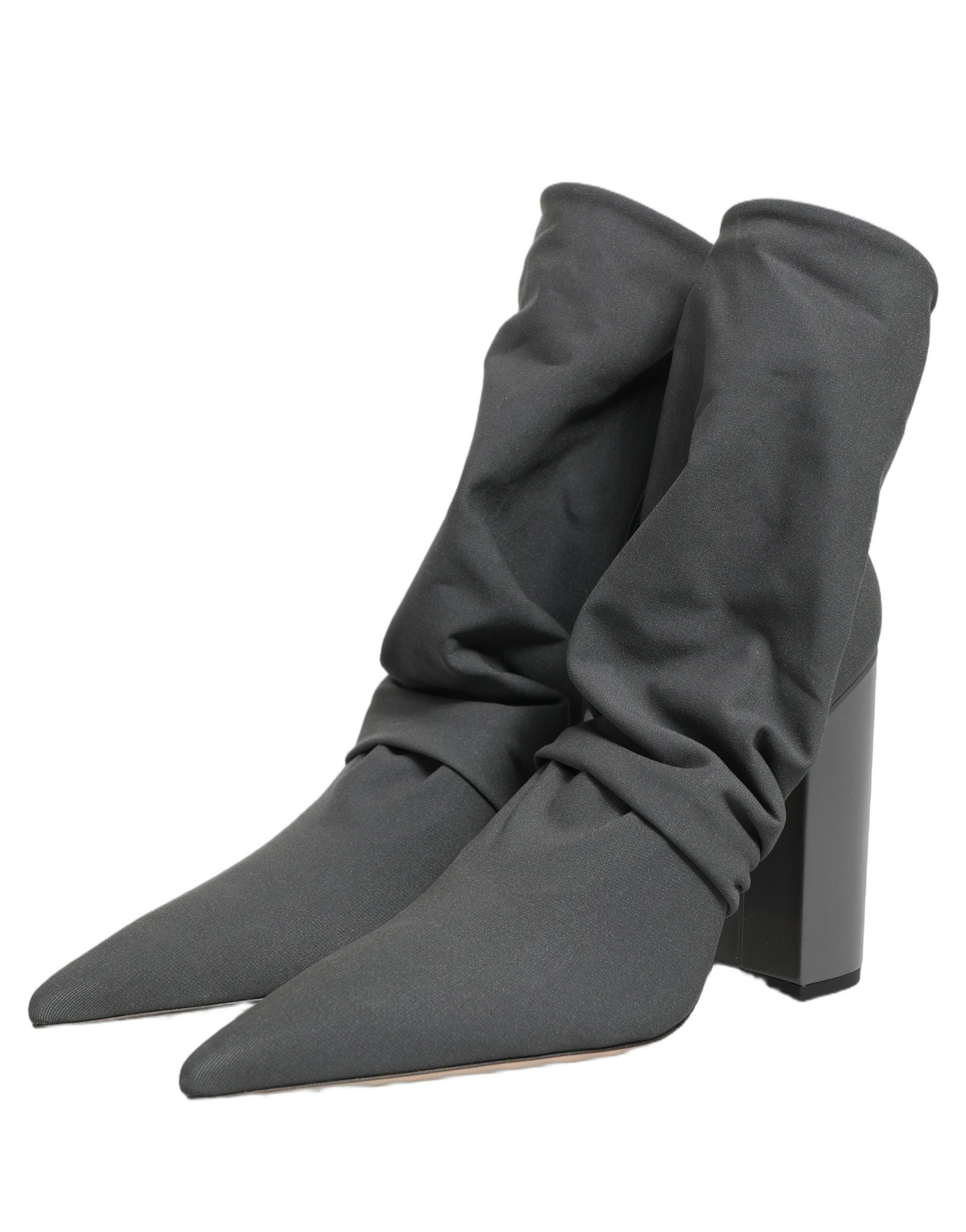 Gray Stretch Socks Heels Ankle Boots Shoes