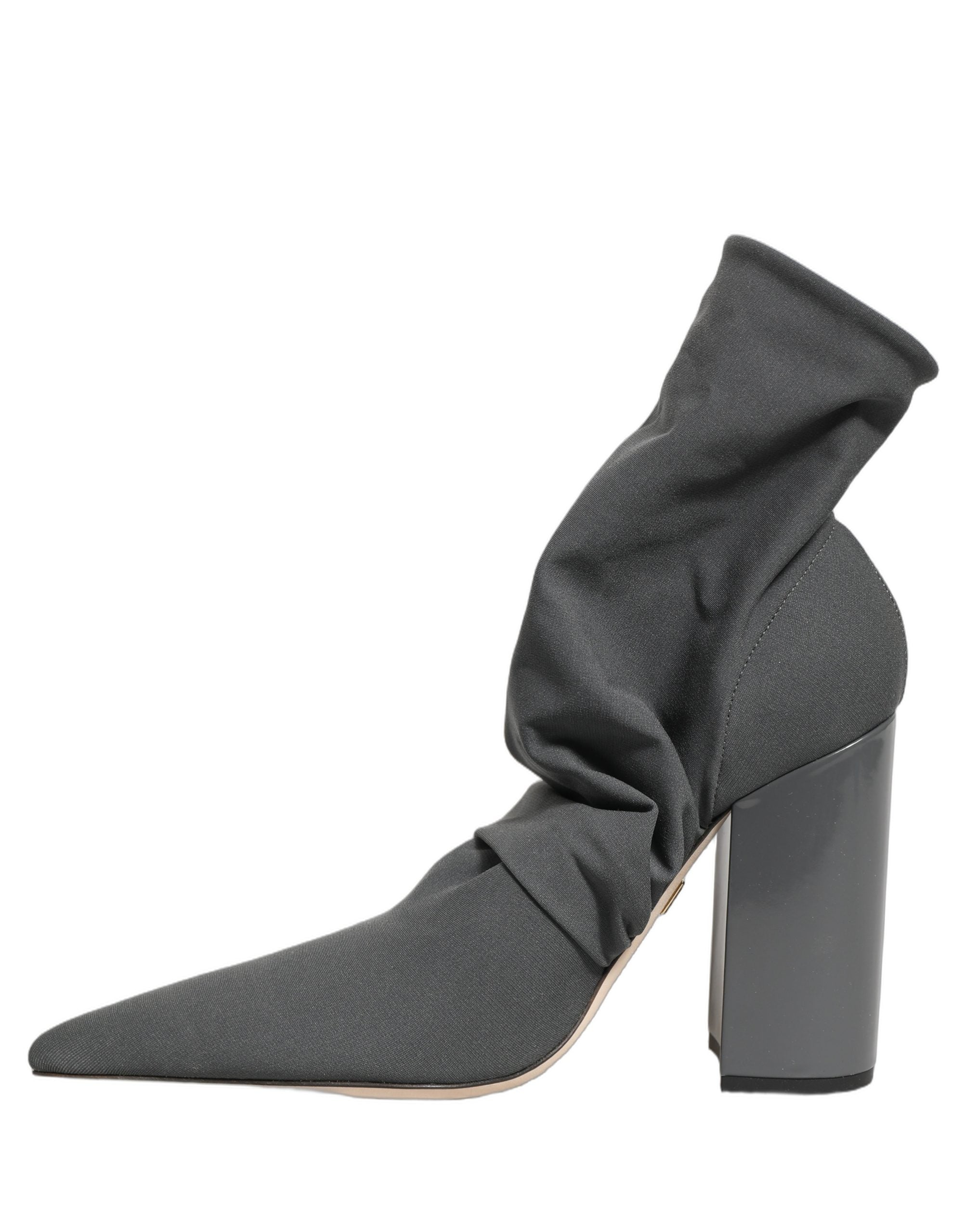 Gray Stretch Socks Heels Ankle Boots Shoes
